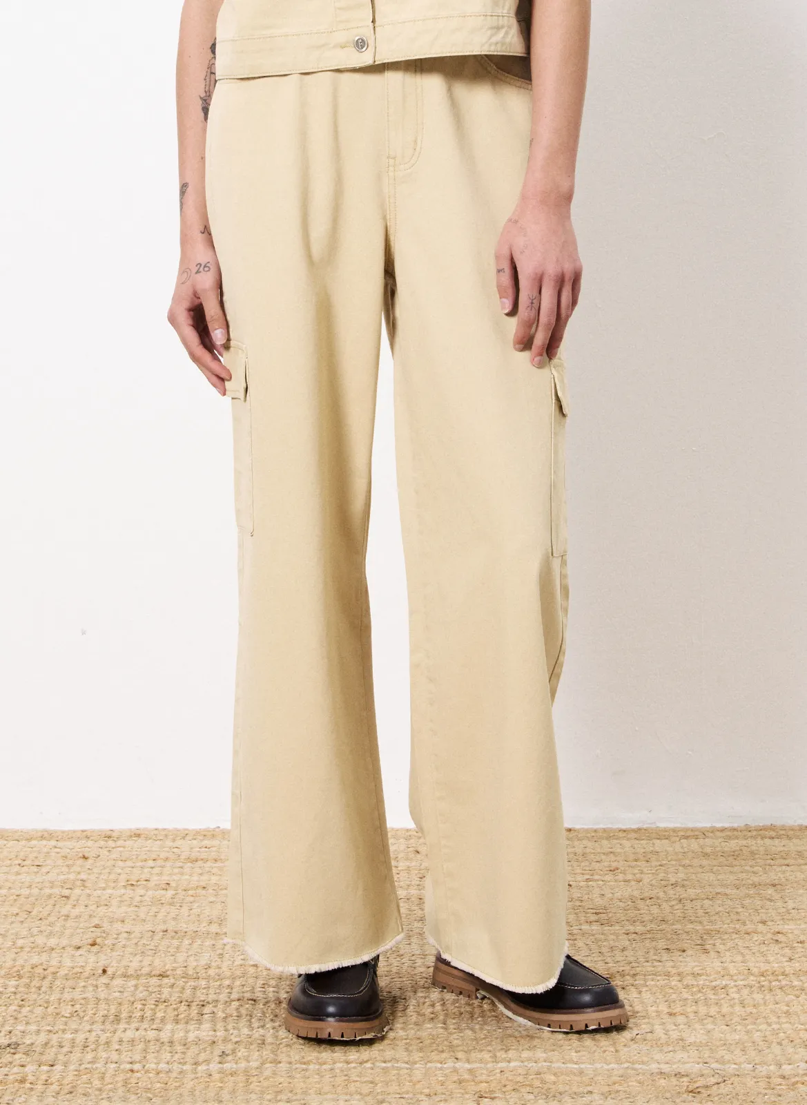 Jean cargo large Beige LAORA