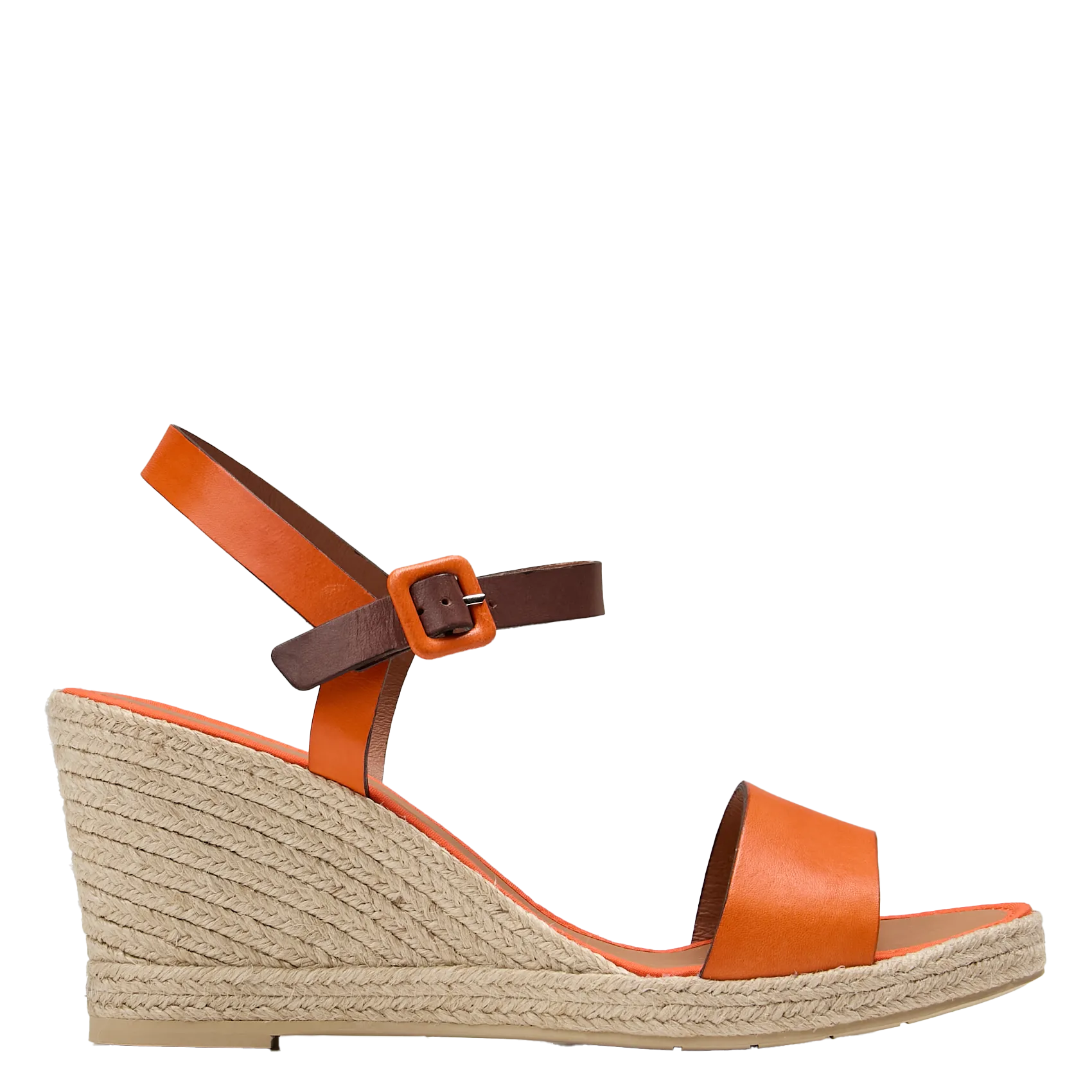 Espadrilles compensées bicolore en cuir Orange PARADOR