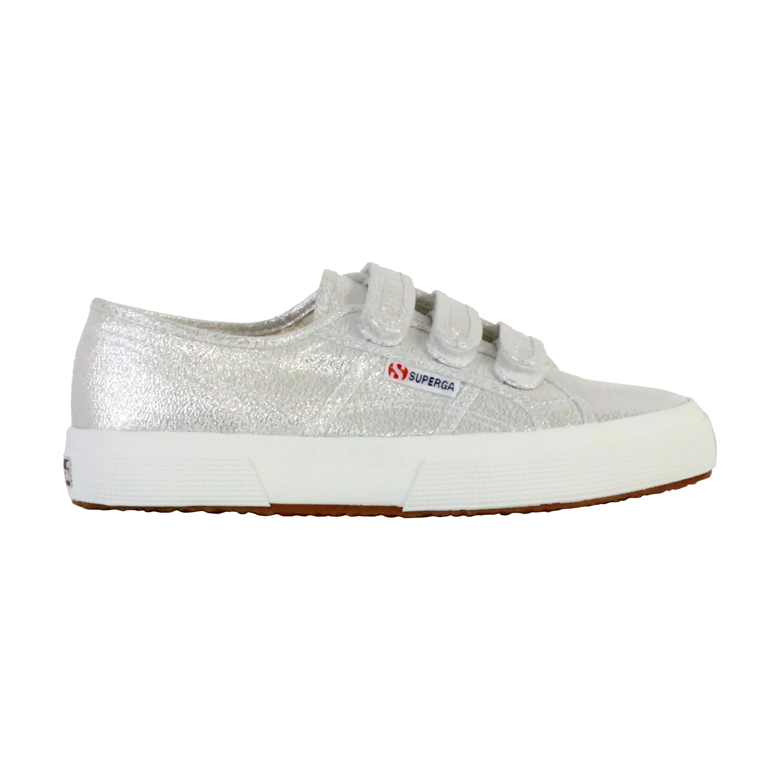 Basket basse à scratch superga straps lame Gris