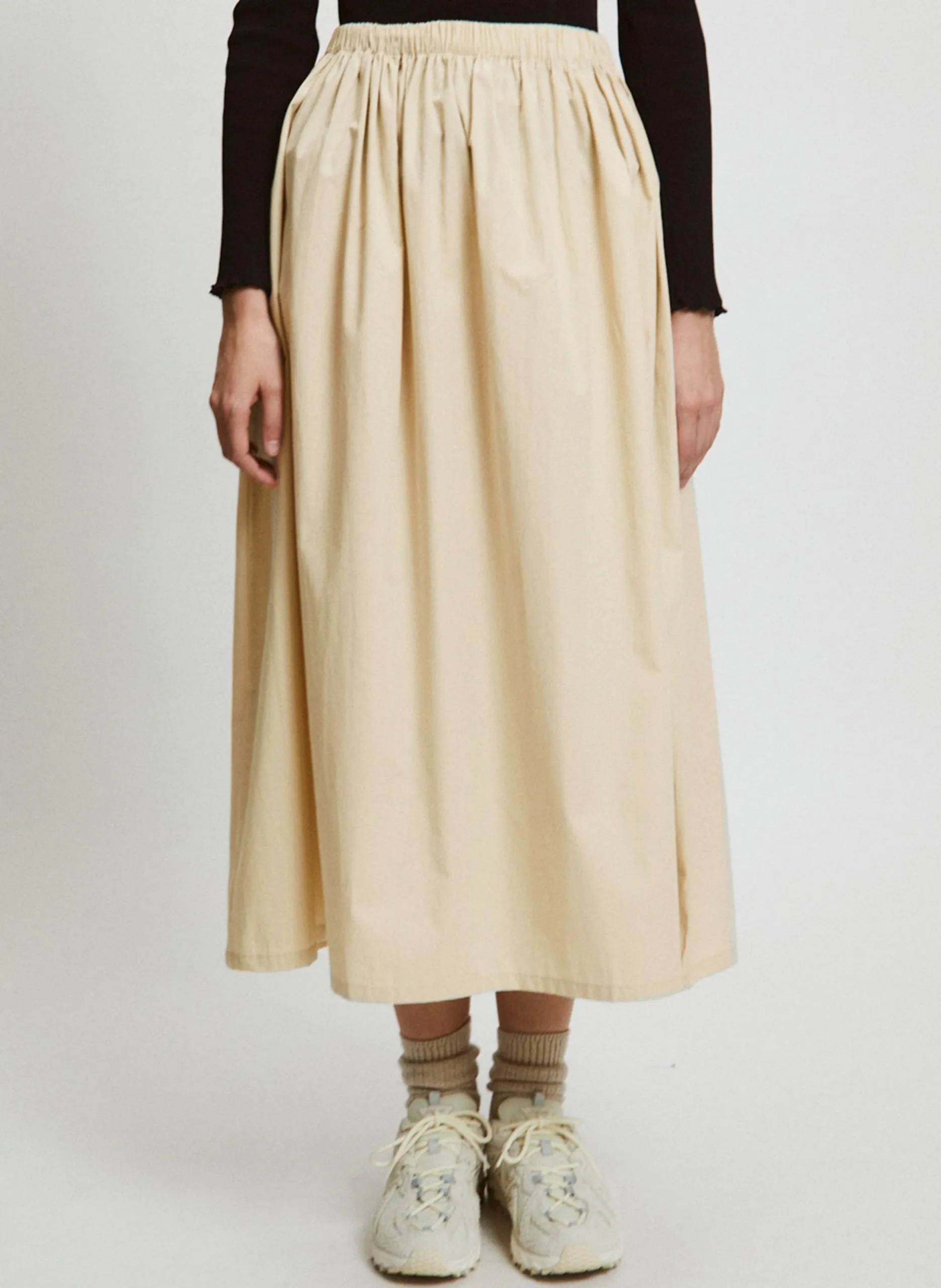 Jupe trapèze en coton Beige FISHER