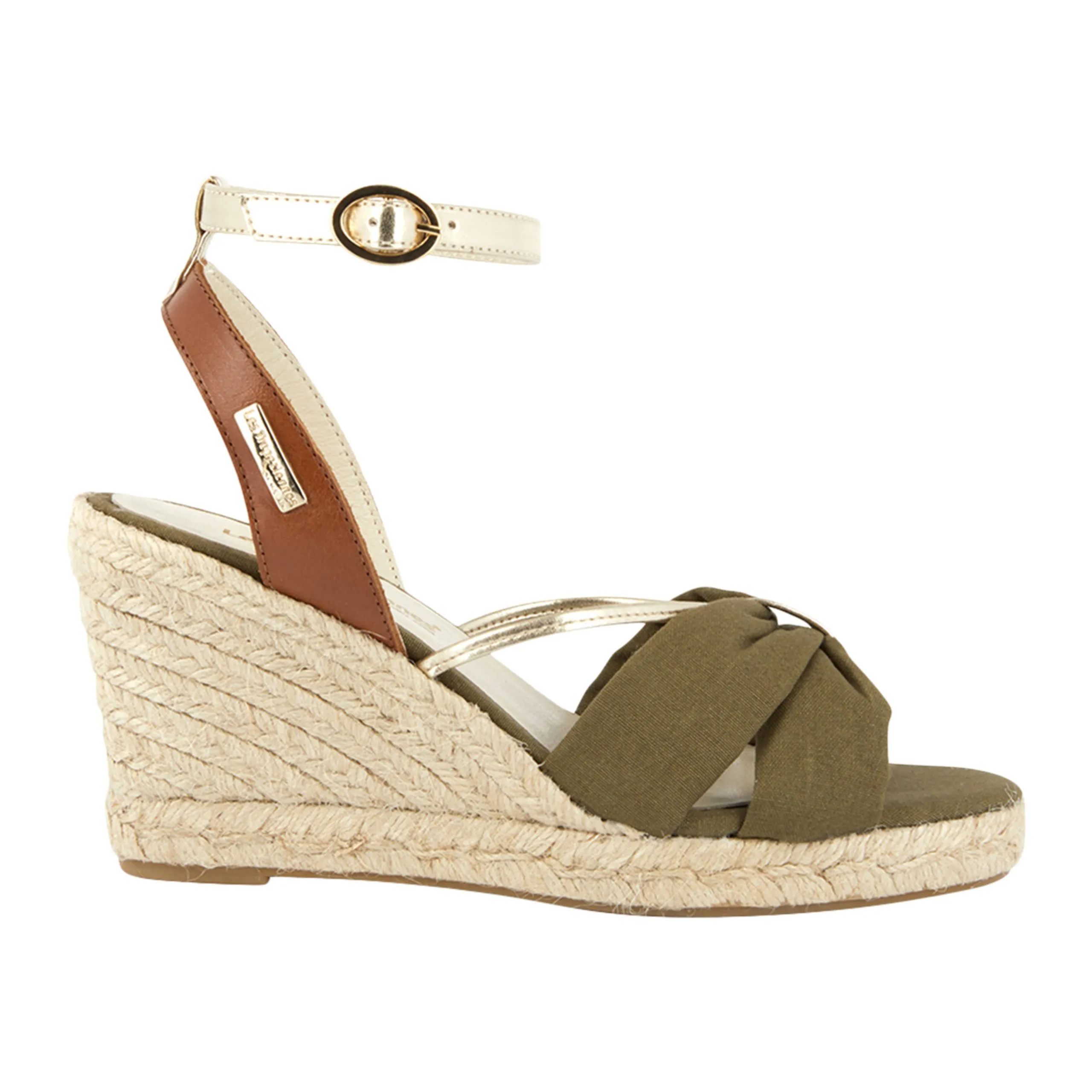 Sandales compensées cuir blondel Kaki