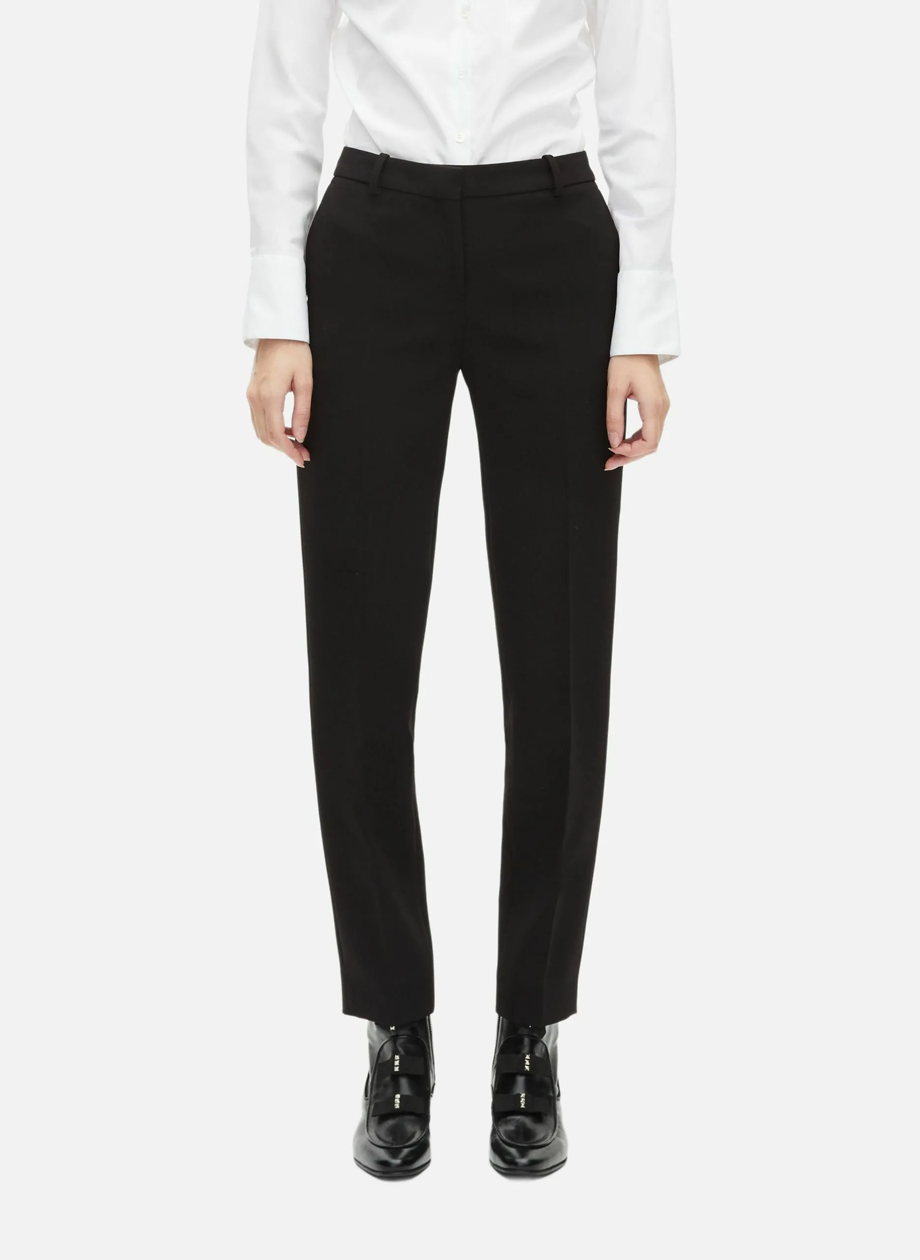 Pantalon tailleur en crêpe coupe ajustée Noir