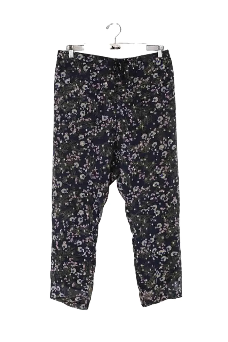 Pantalon large en soie Bleu