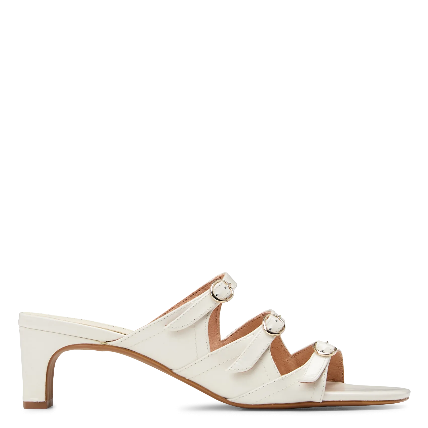 Mules à talon en cuir vernis Beige BINTER