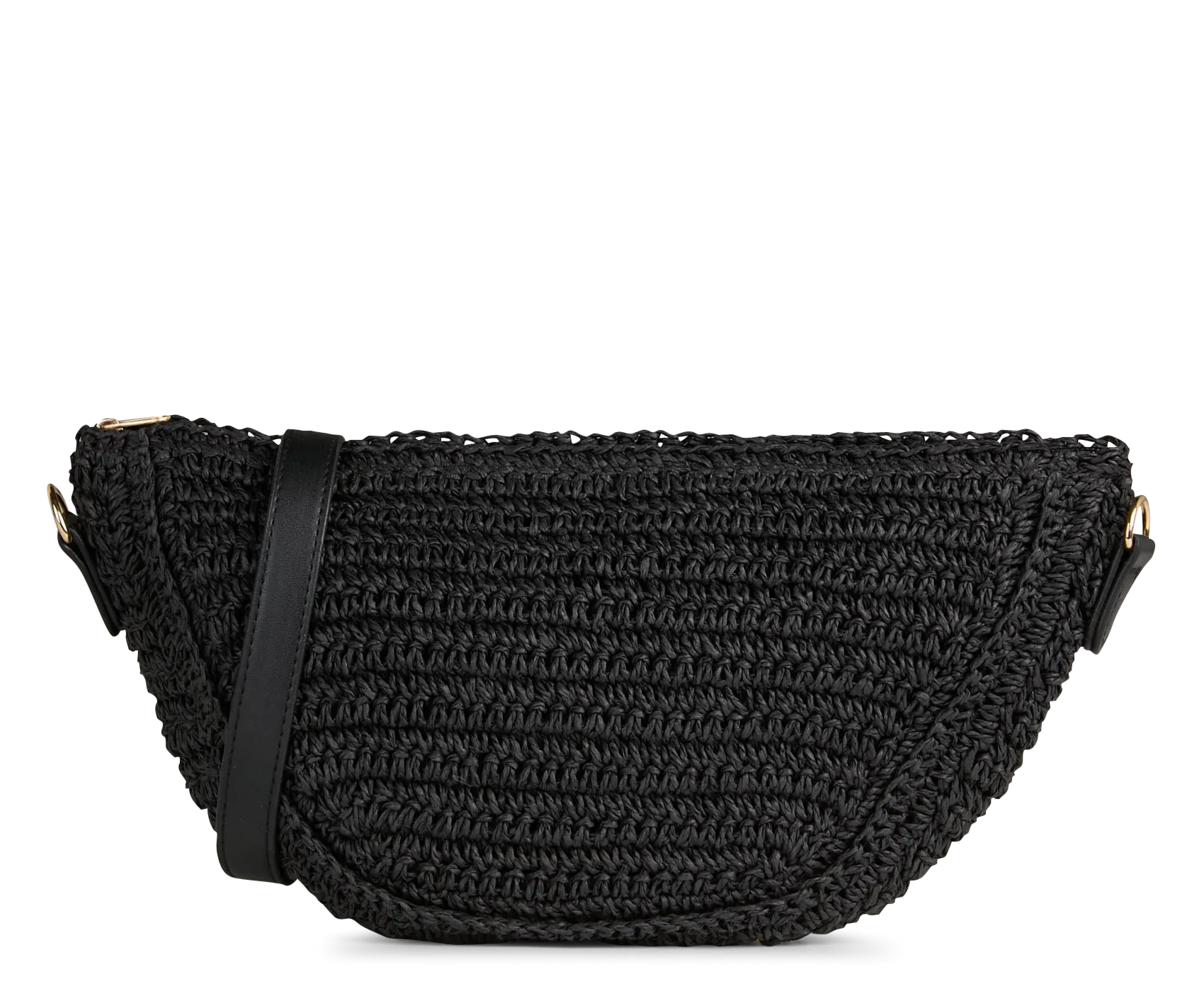 Sac bandoulière en paille Noir AMANDA