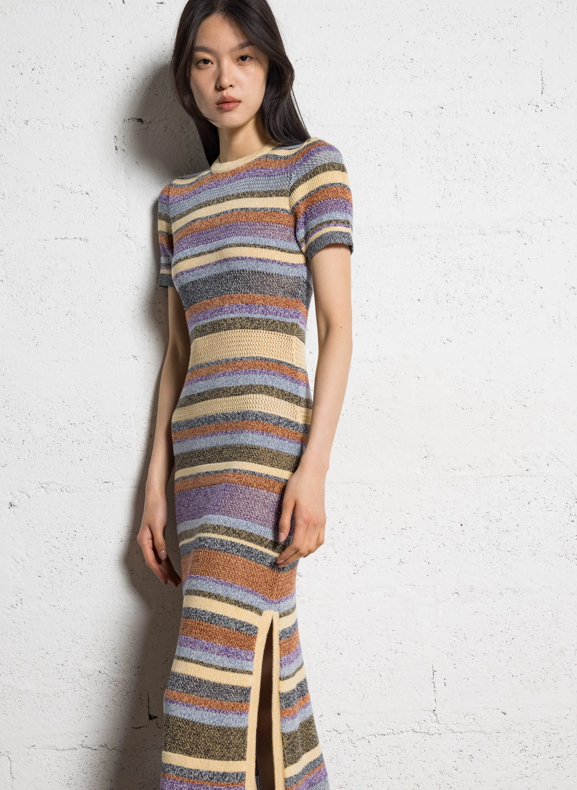 Robe longue en coton rayé Multicolore TONNIE