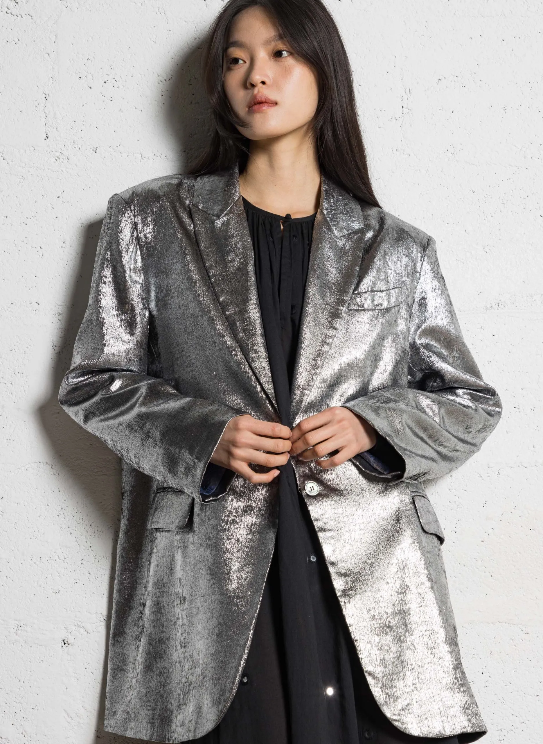 Veste de tailleur métallisée Argent SIANE