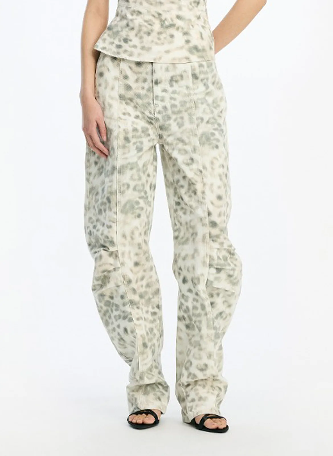 Pantalon large en coton imprimé Multicolore