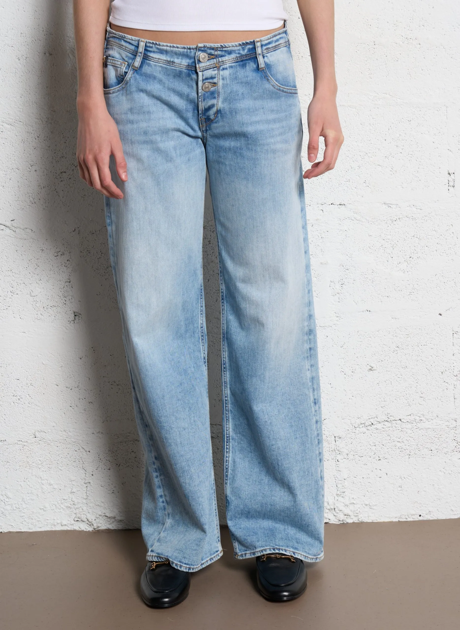 Jean droit en coton mélangé Bleu LAURYN