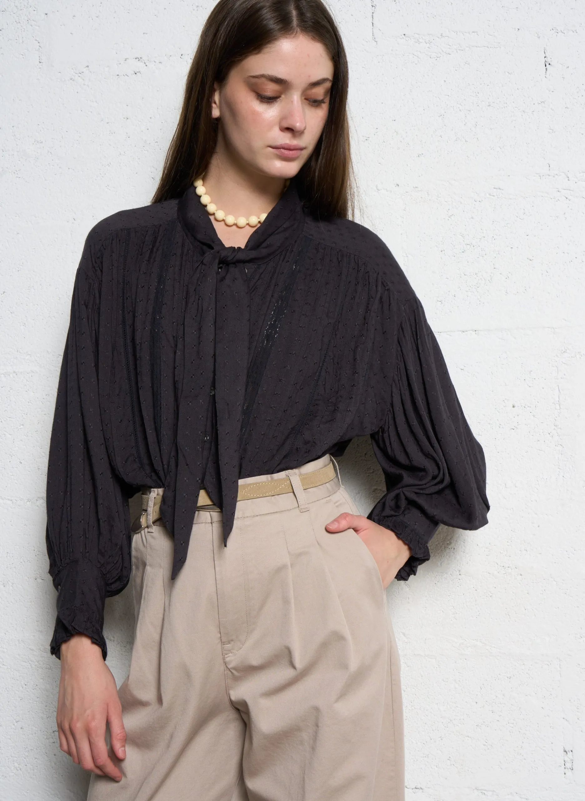 Blouse ample brodée Noir RIBBON TALES LORRAINE