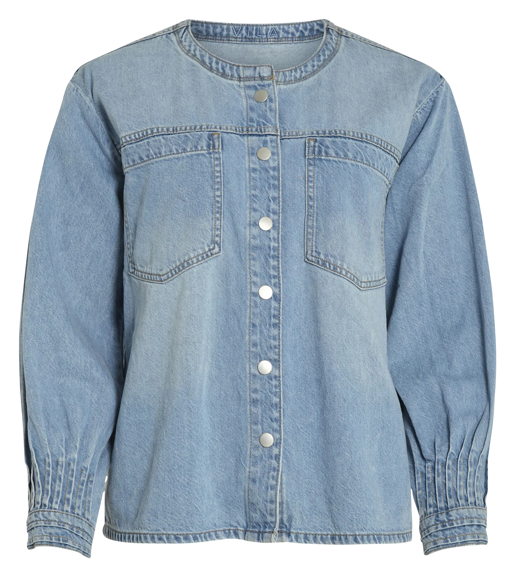 Chemise droite en denim Bleu