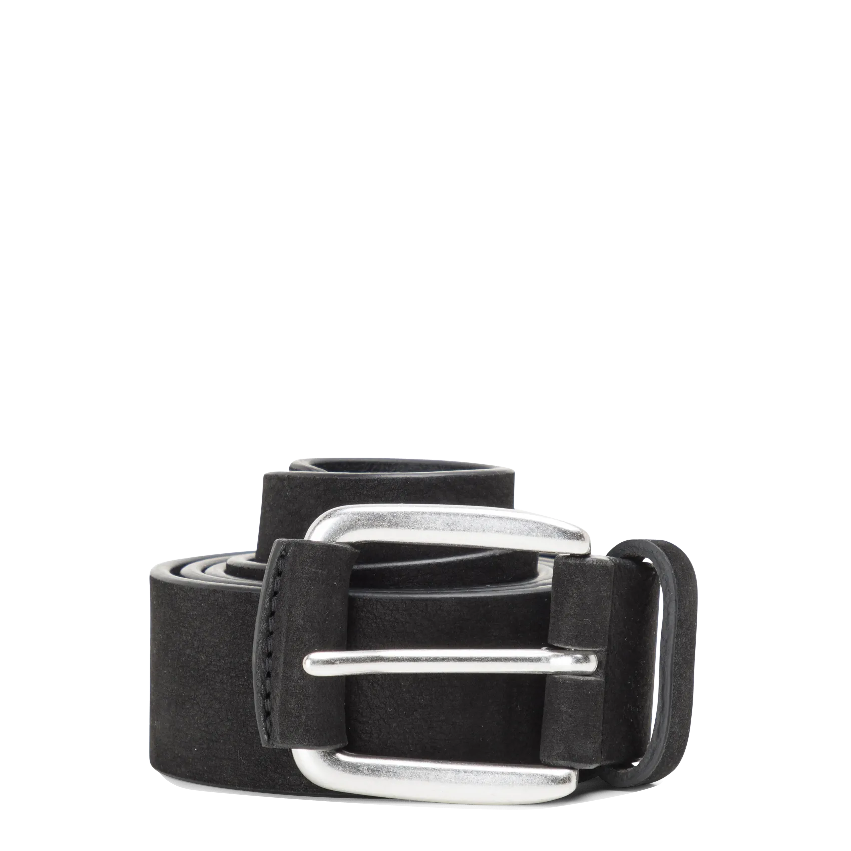 Ceinture à boucle en cuir velours Noir