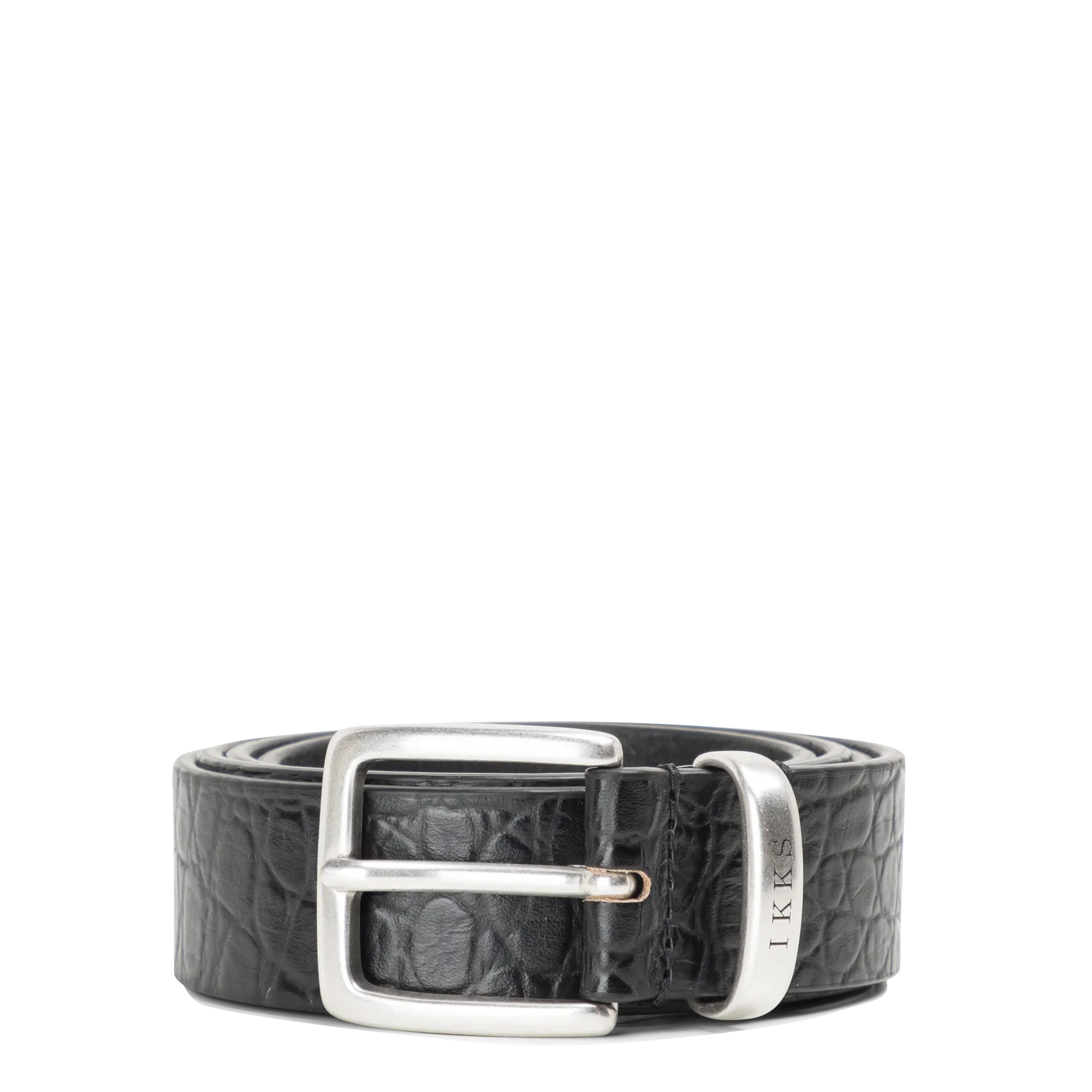 Ceinture à boucle en cuir aspect croco Noir