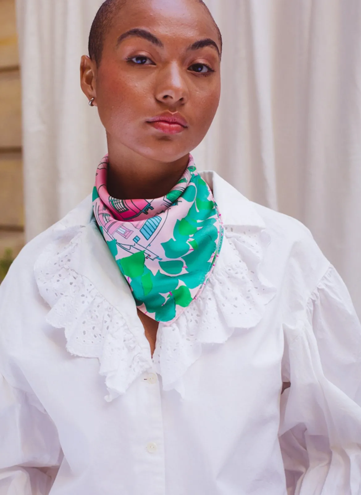 Foulard en soie imprimé Bleu MONTMARTRE