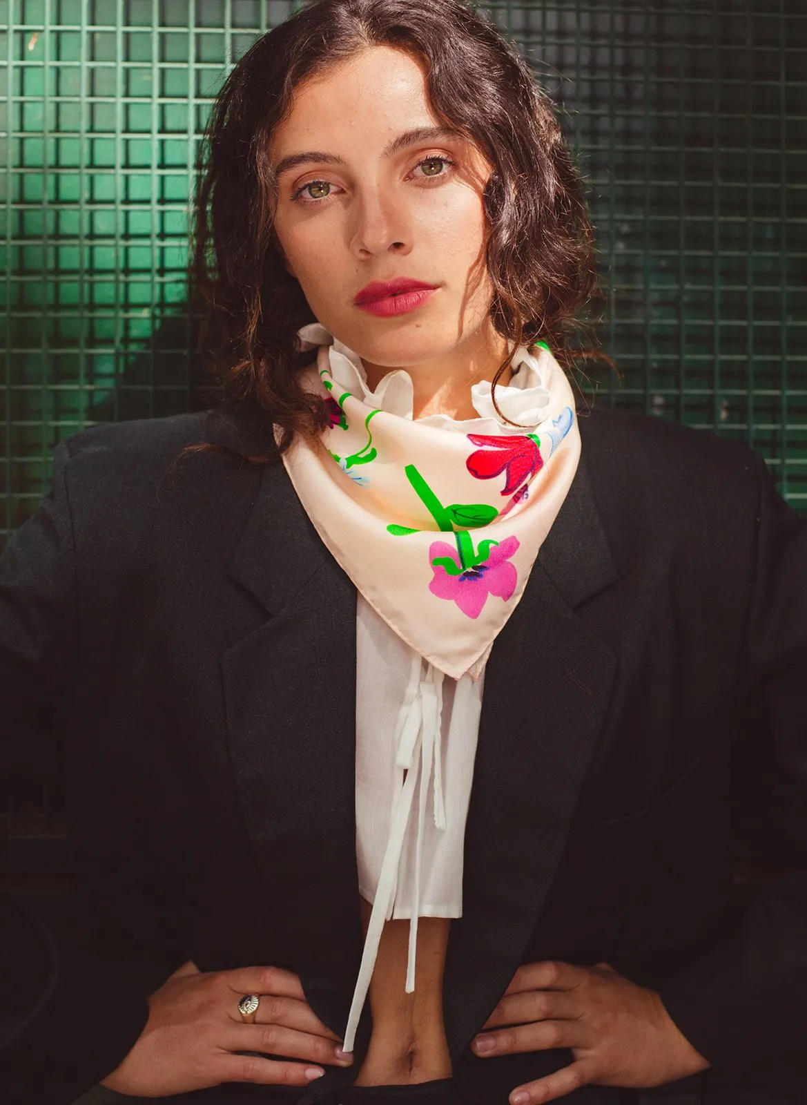 Foulard en soie Rose HERBARIUM