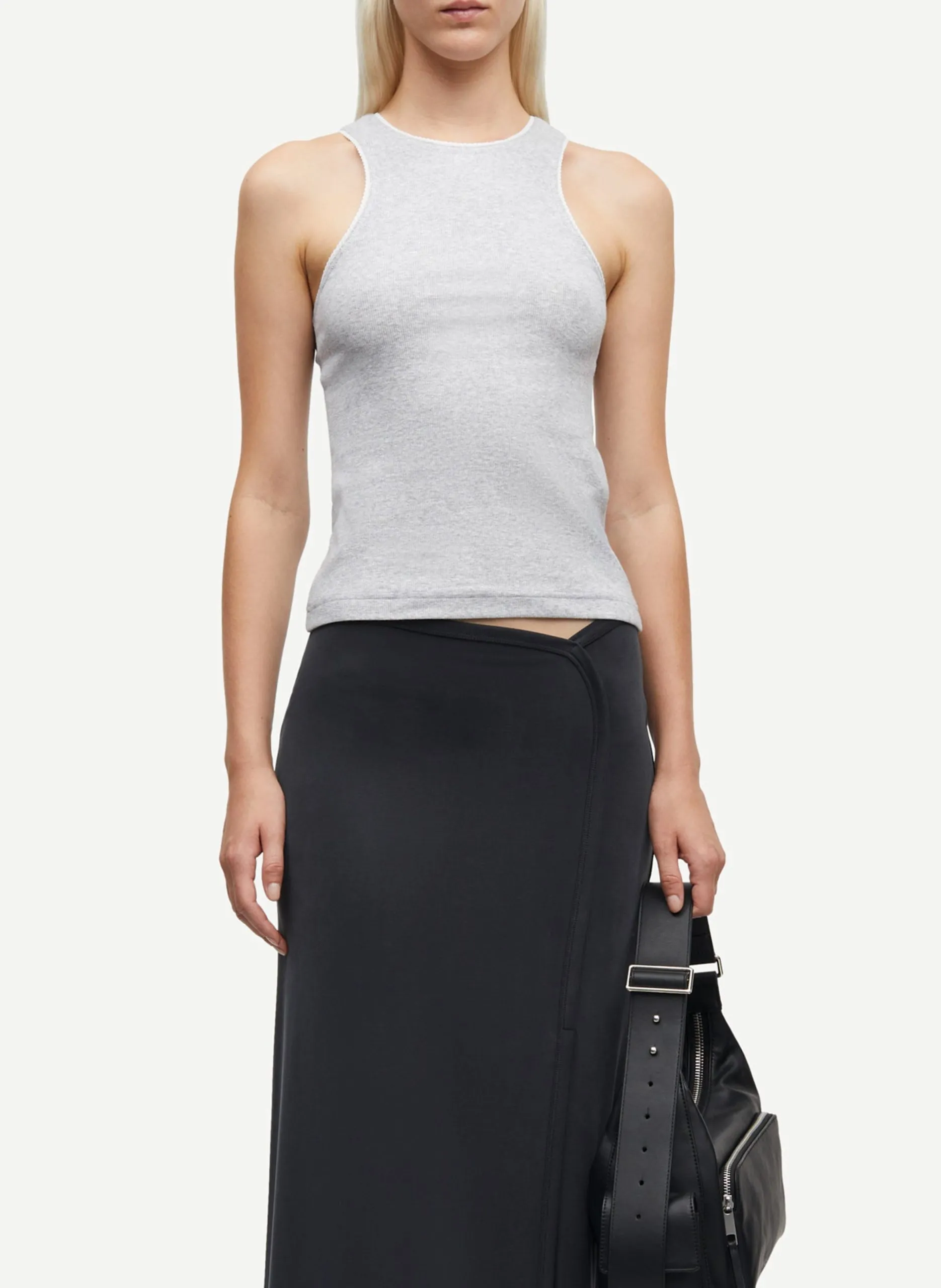 Débardeur col rond en coton bio mélangé Argent SAJUNE