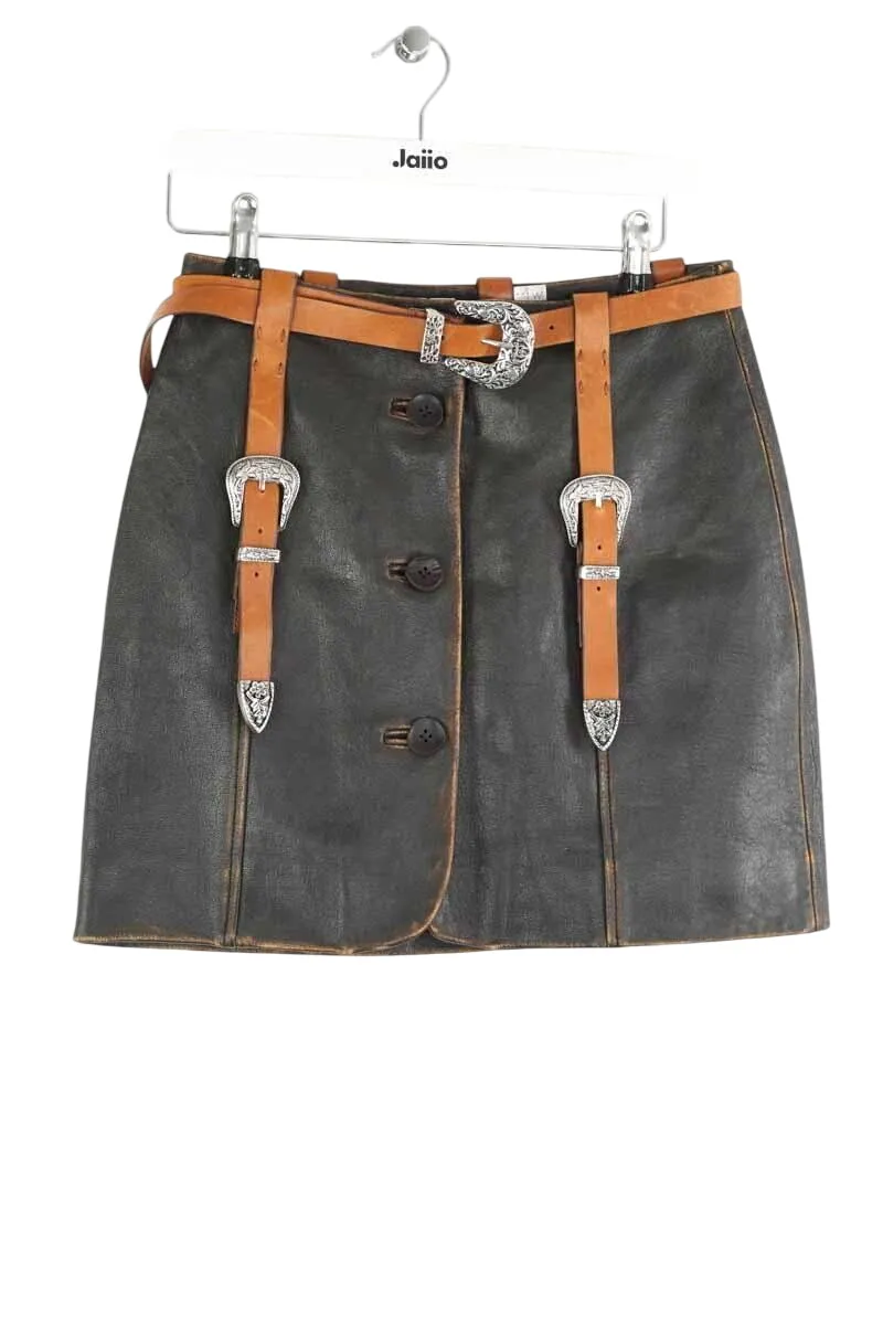 Mini jupe en cuir Noir