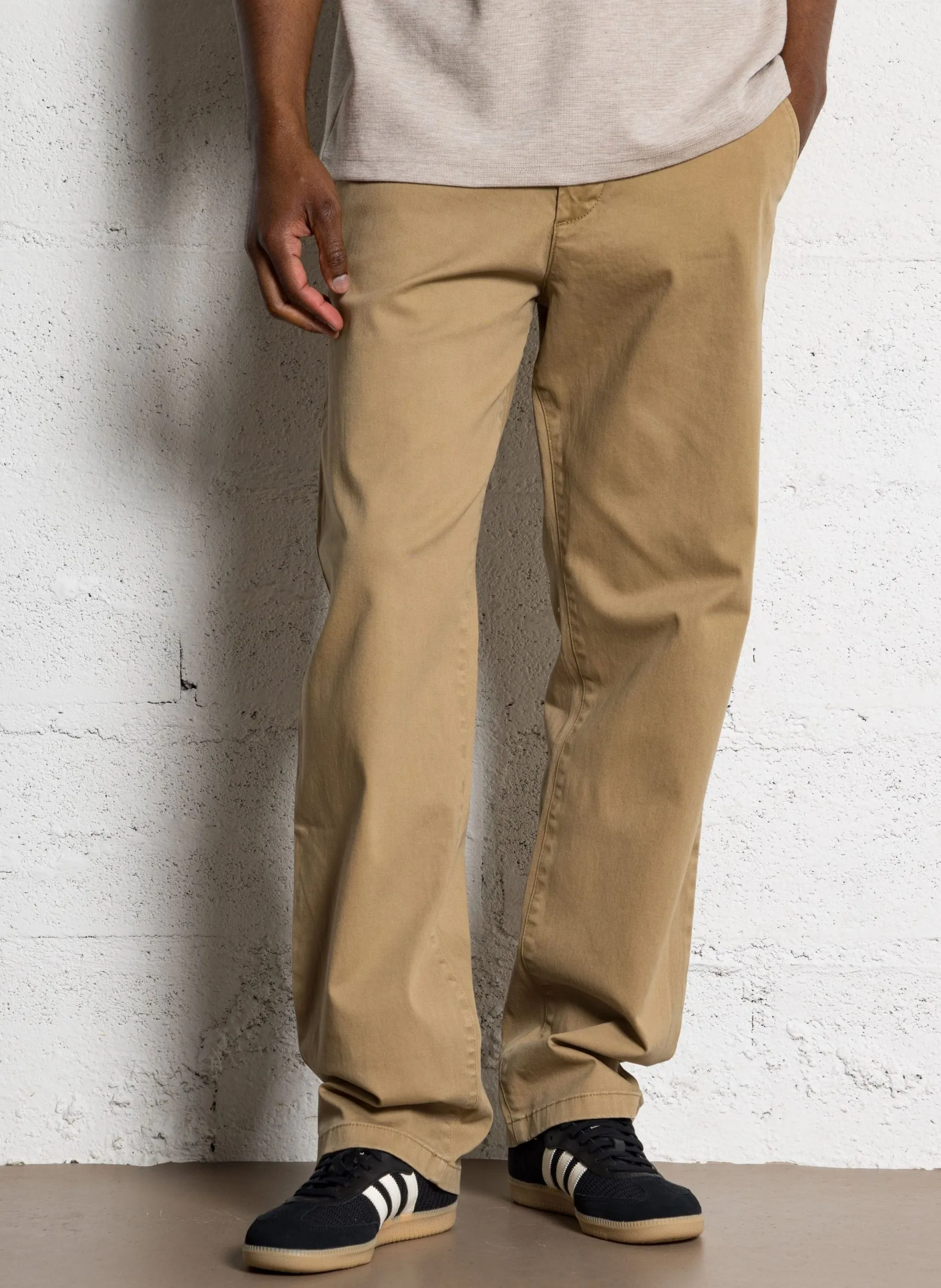 Pantalon chino droit uni Beige