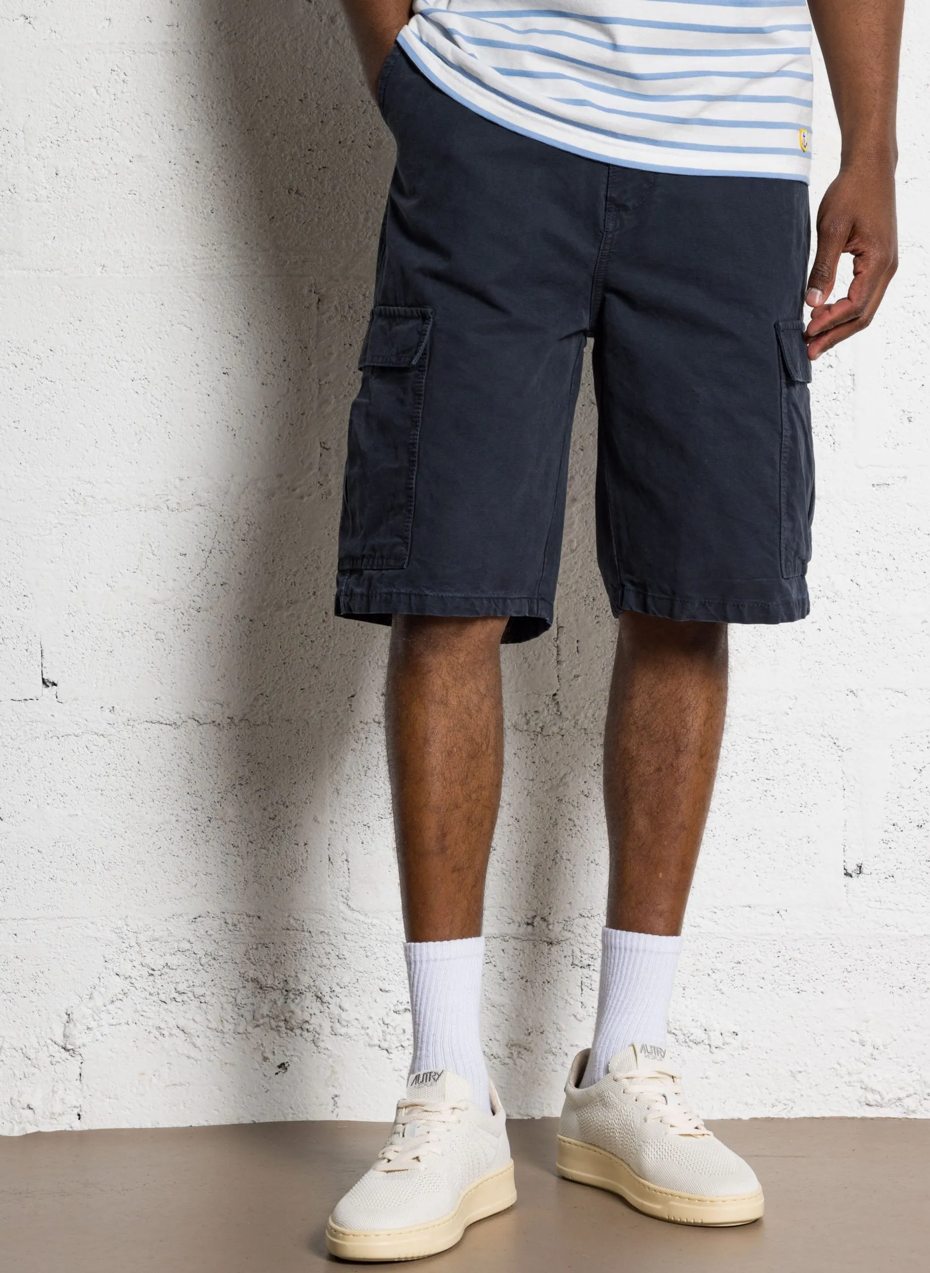 Short droit à poches style cargo Bleu