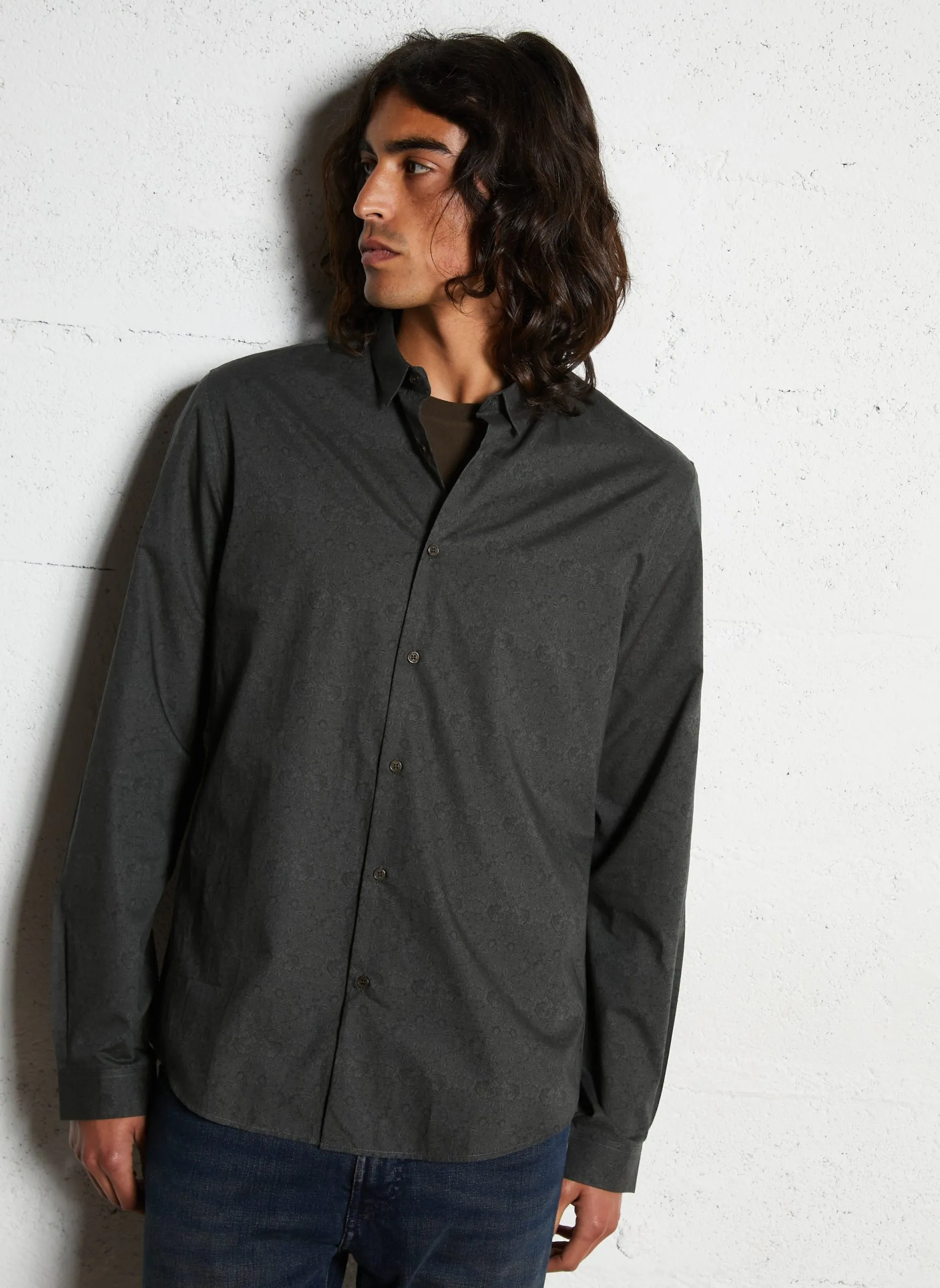 Chemise regular en coton Kaki