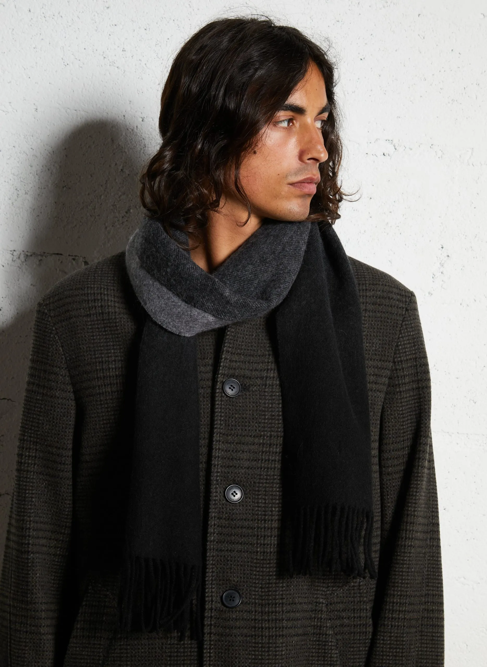 Echarpe à franges en laine Gris