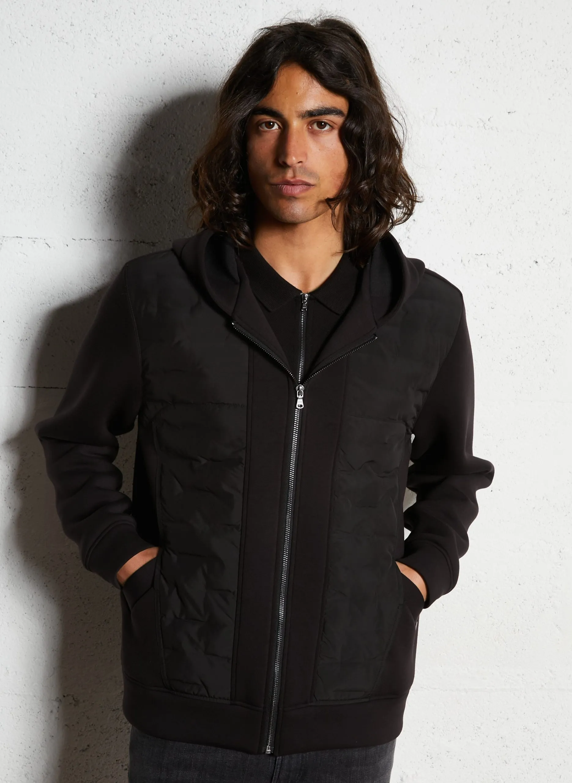 Blouson droit matelassé Noir