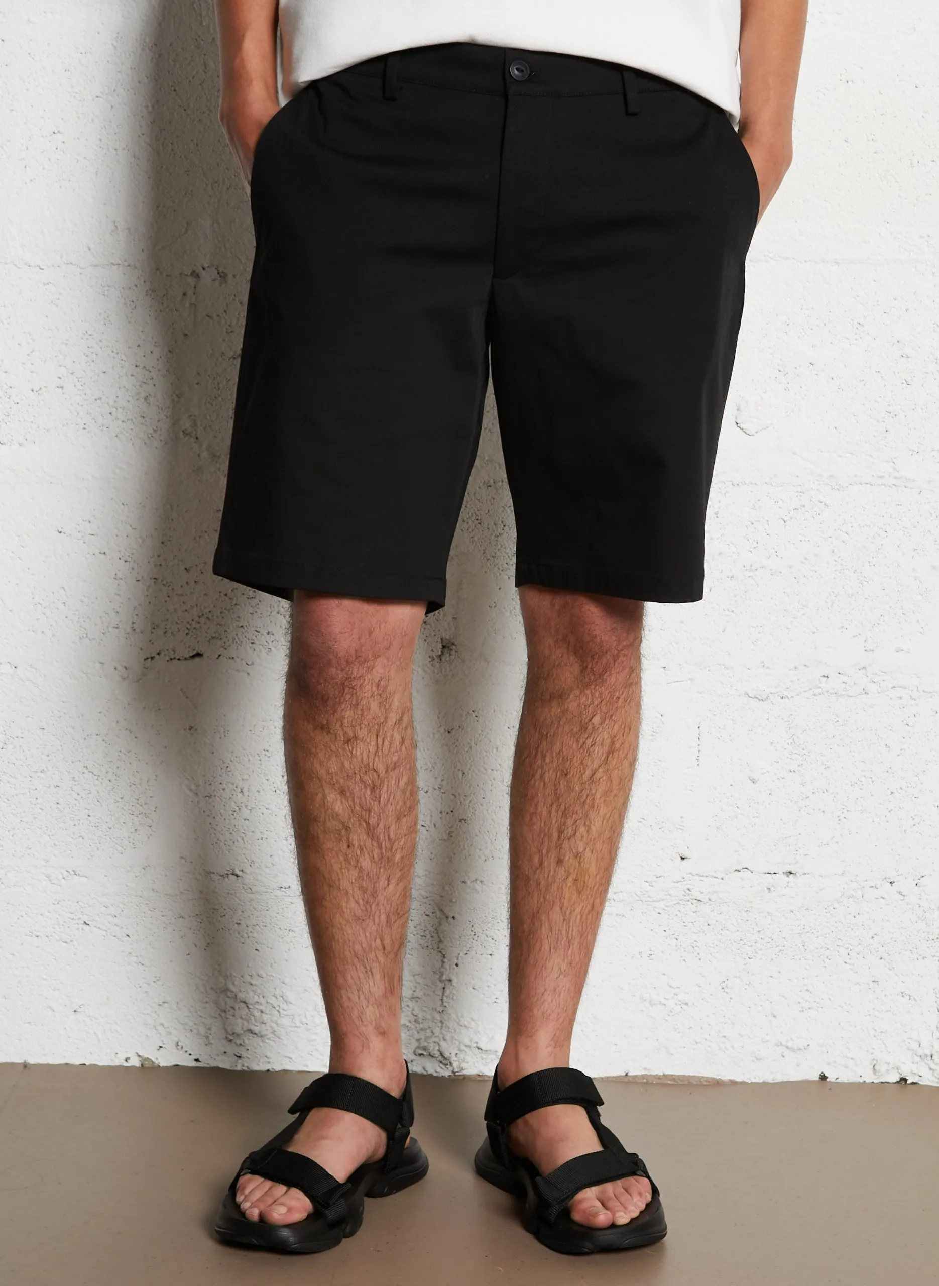 Bermuda large en coton bio mélangé Noir