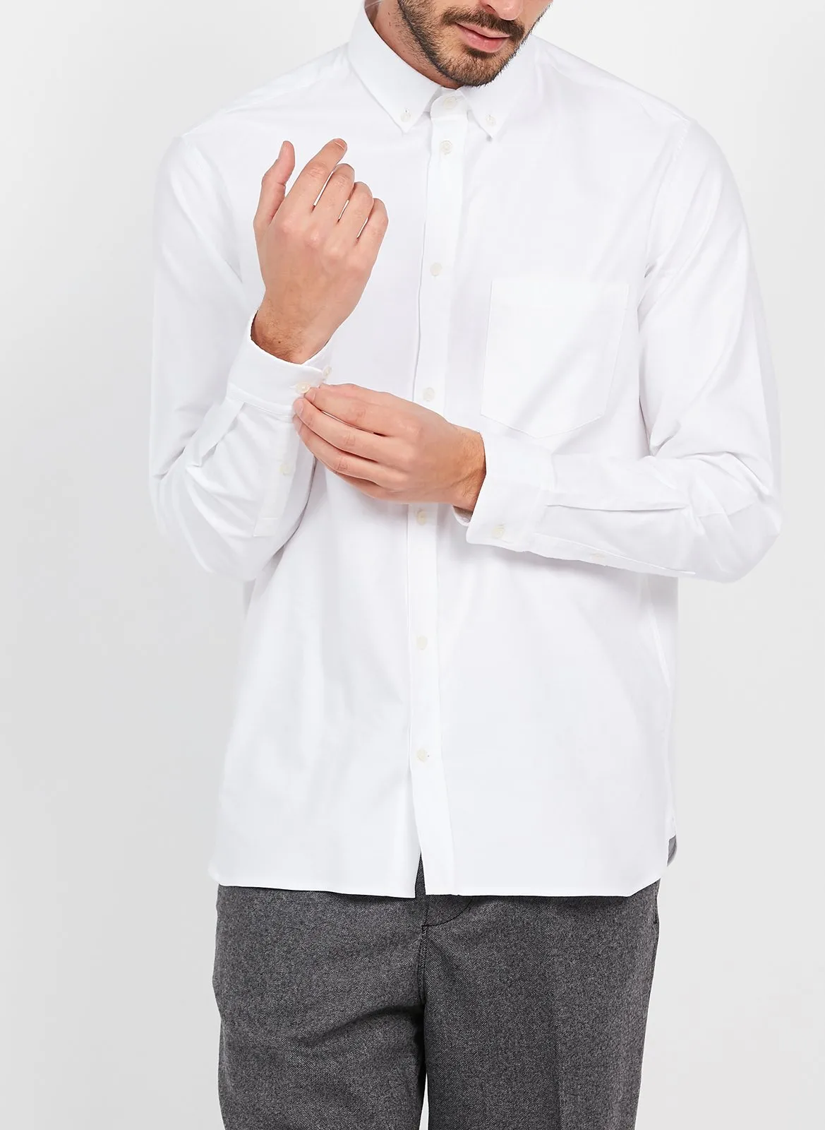 Chemise regular-fit en twill de coton Blanc AMEN