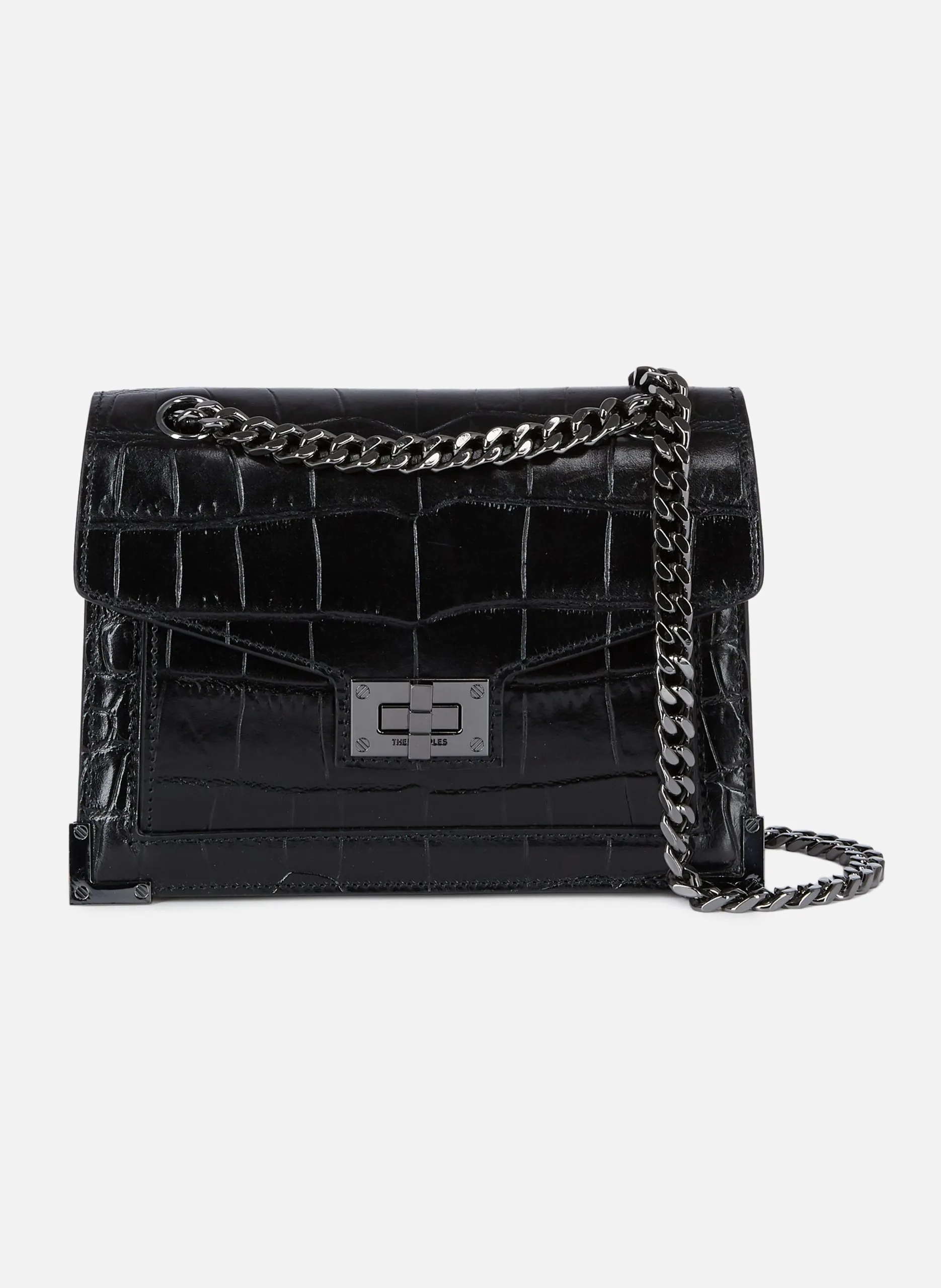 Sac emily small chaîne cuir embossé Noir