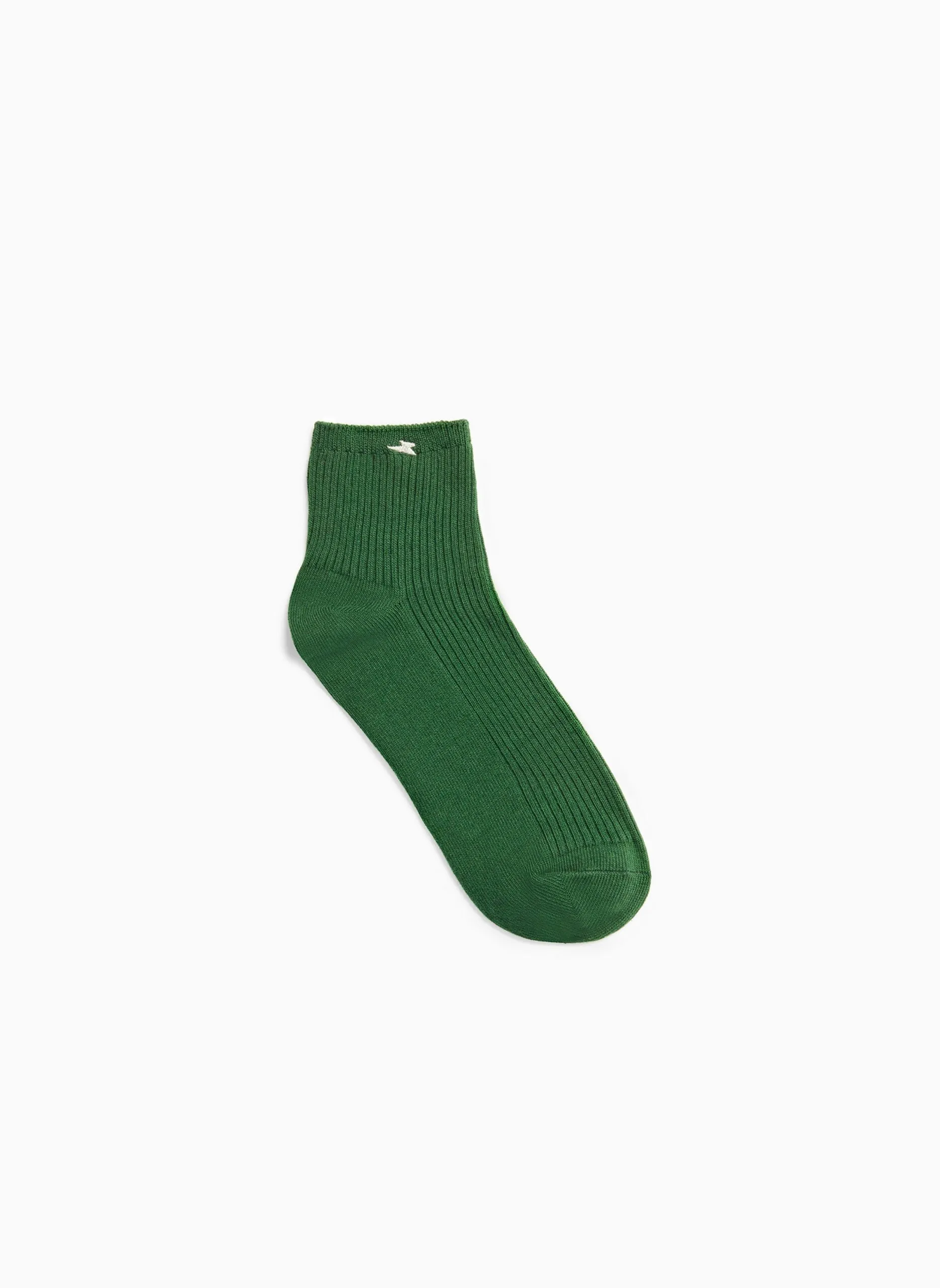 Chaussettes courtes côtelées en coton mélangé Vert AMY