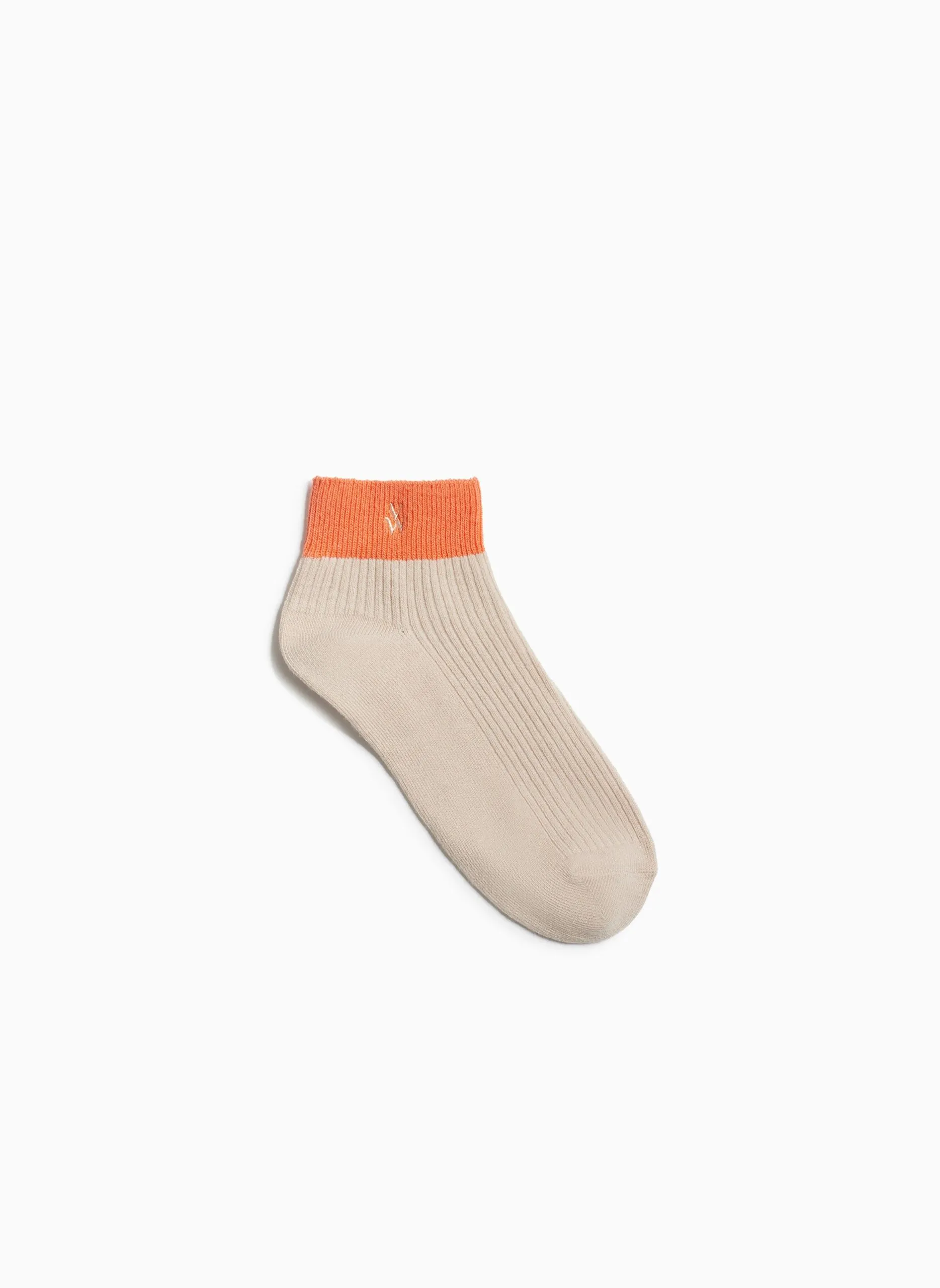 Chaussettes courtes côtelées en coton mélangé Beige LIA