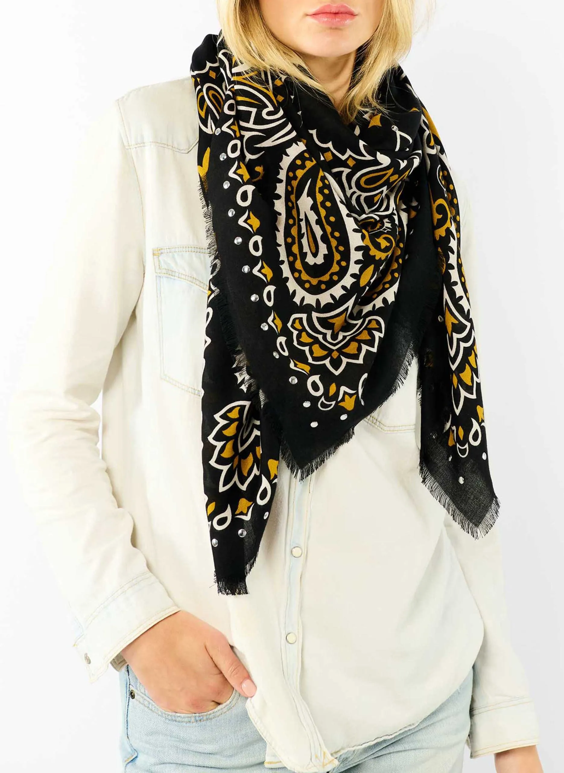 Foulard à imprimé bandana Noir PAISLEY BIG