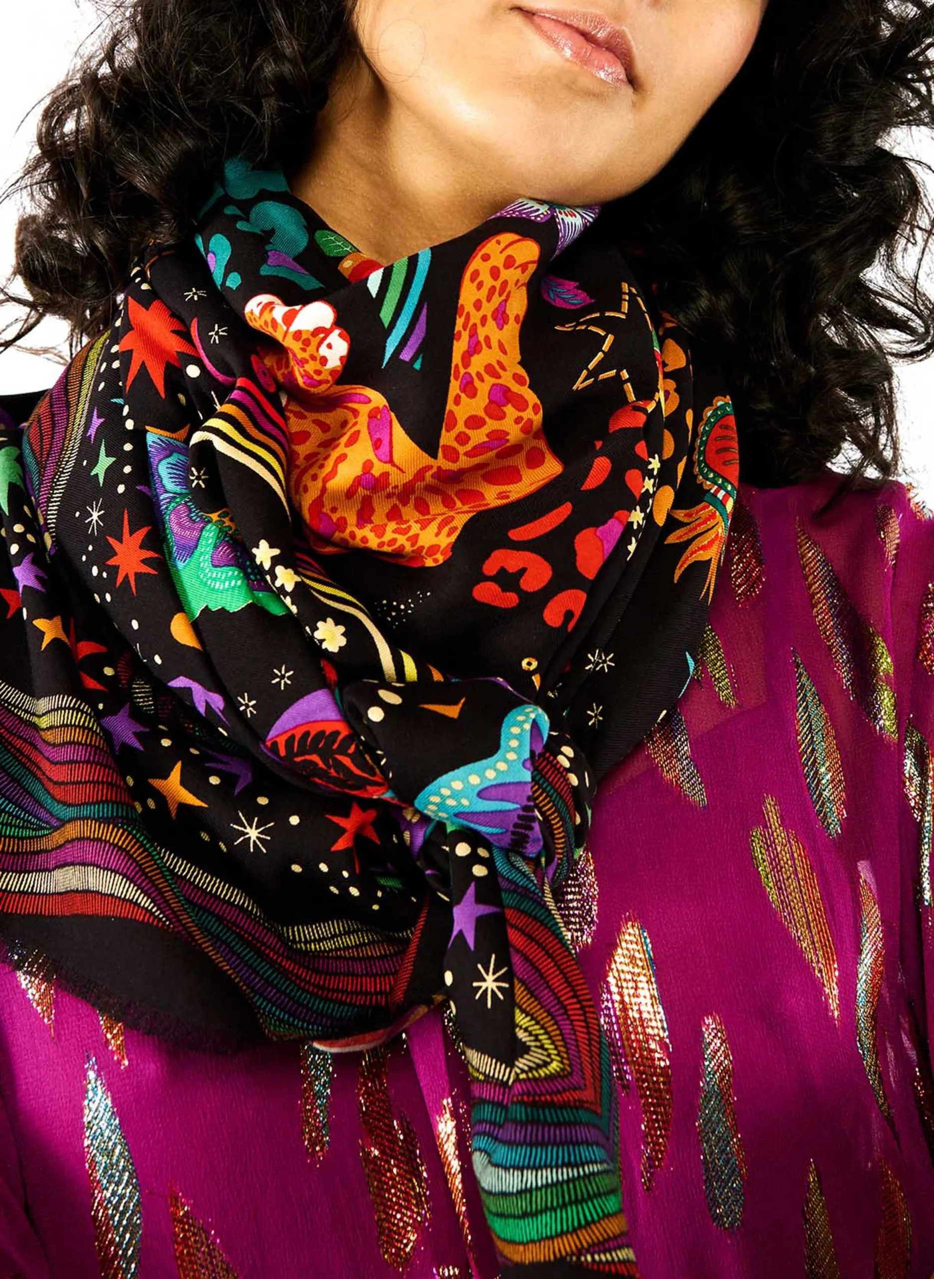 Foulard imprimé Noir CRAZY WORLD BIG