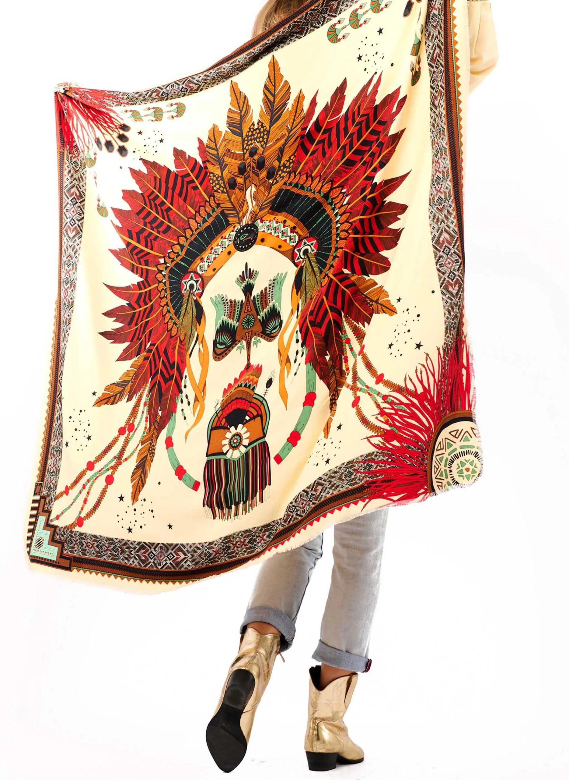 Foulard imprimé Beige NOUVEAU WESTERN BIG