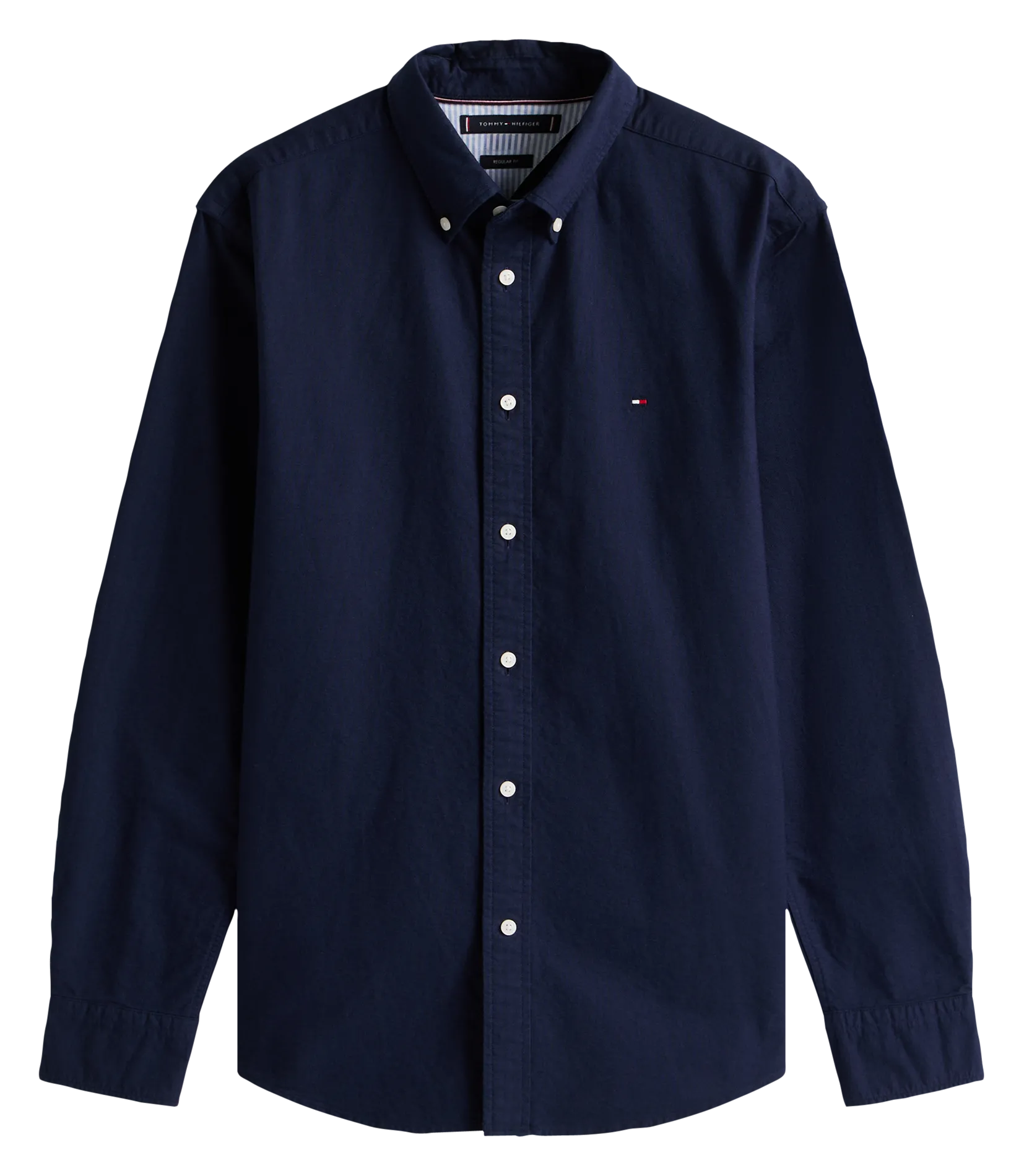 Chemise col américain en coton bio mélangé Bleu