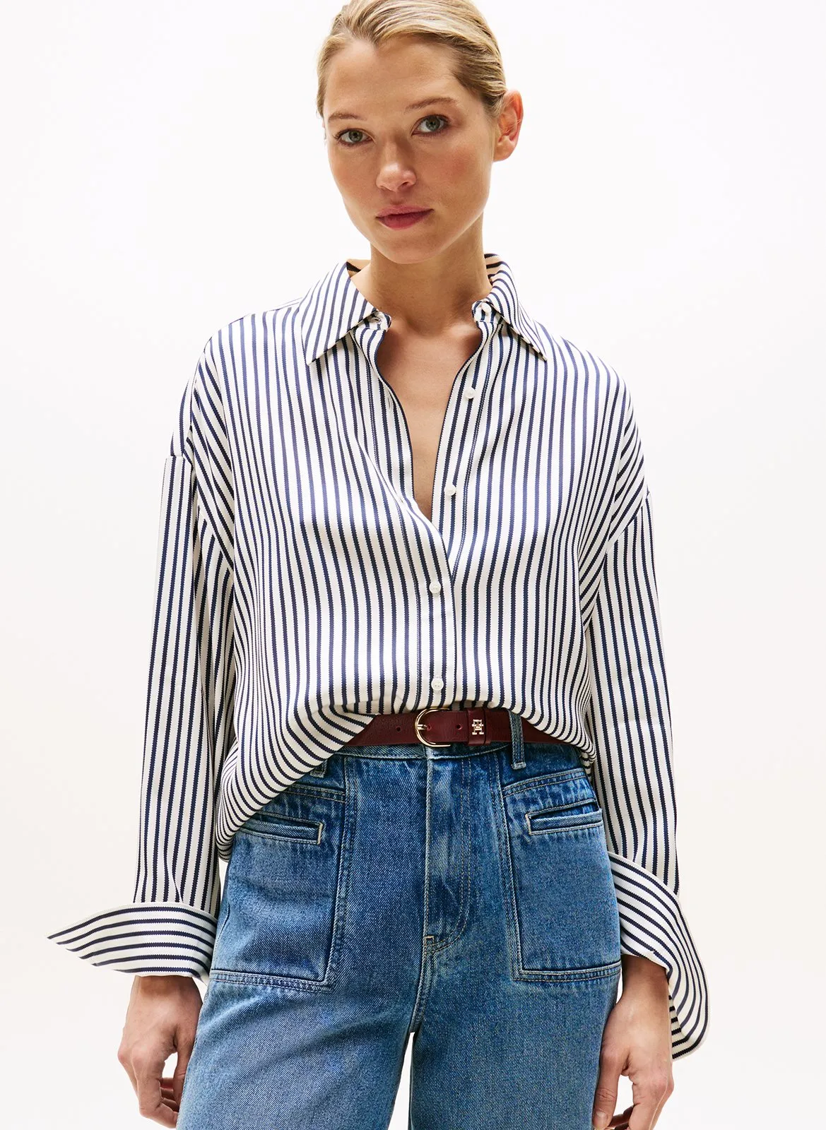 Chemise oversize rayée Blanc