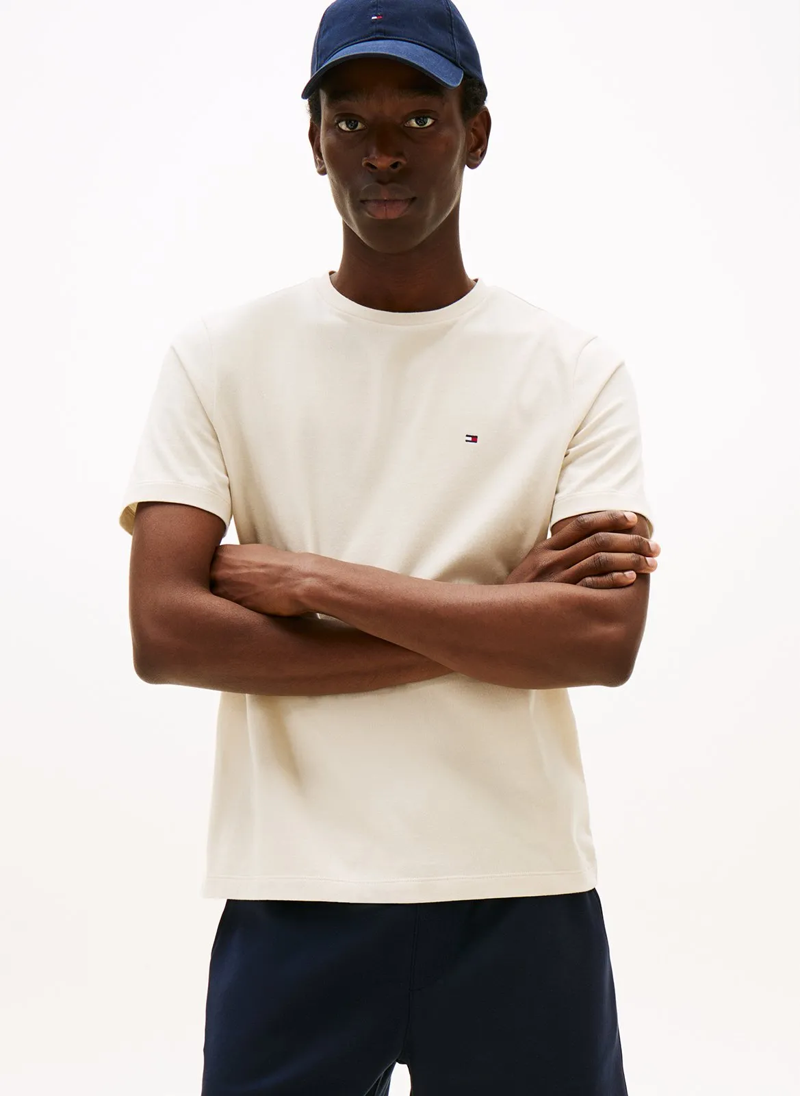 Tee-shirt à col rond en coton Beige