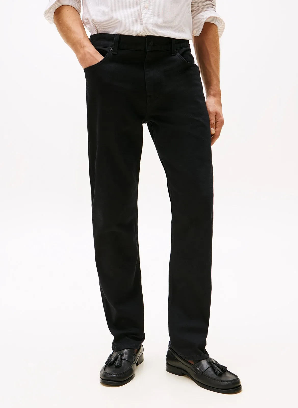 Pantalon droit en coton Noir