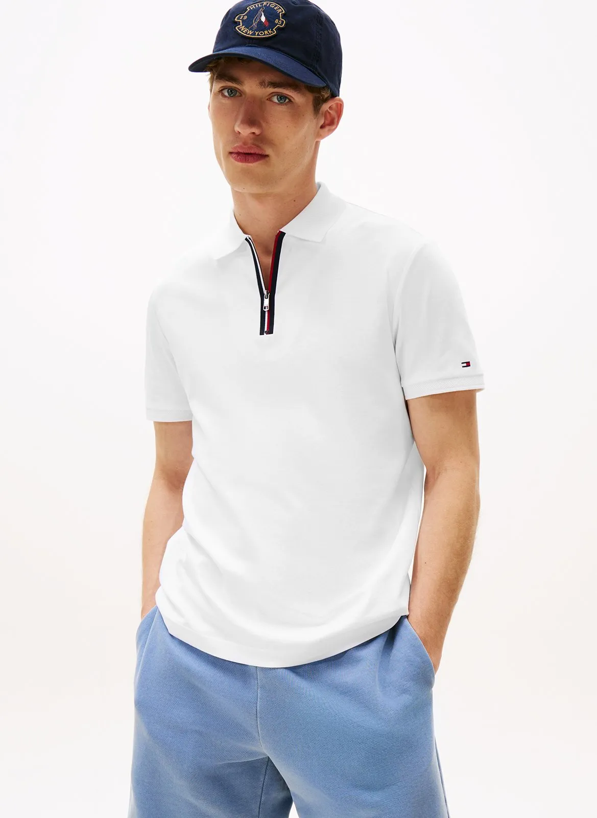 Polo droit en coton Blanc
