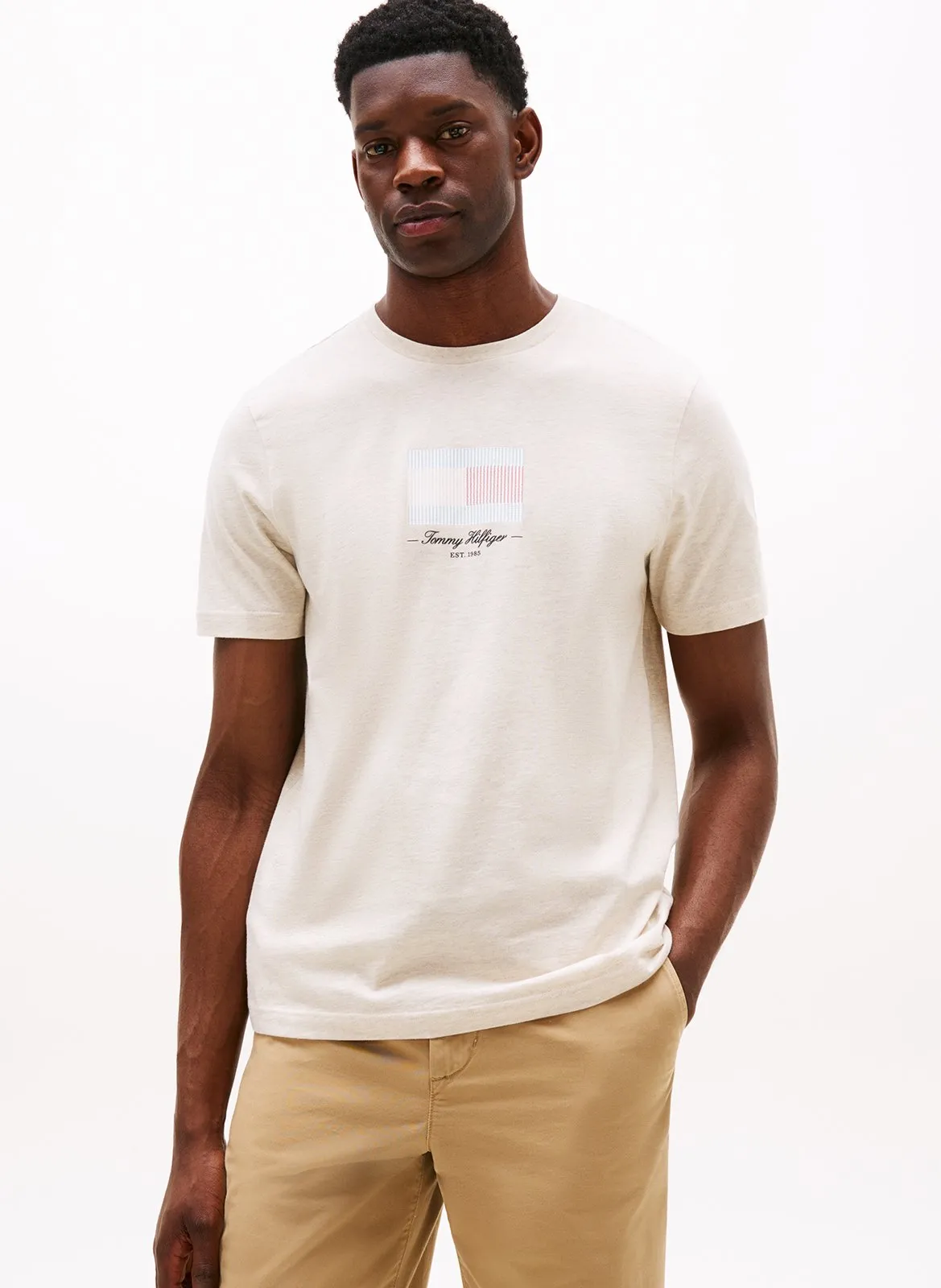 Tee-shirt droit en coton Beige