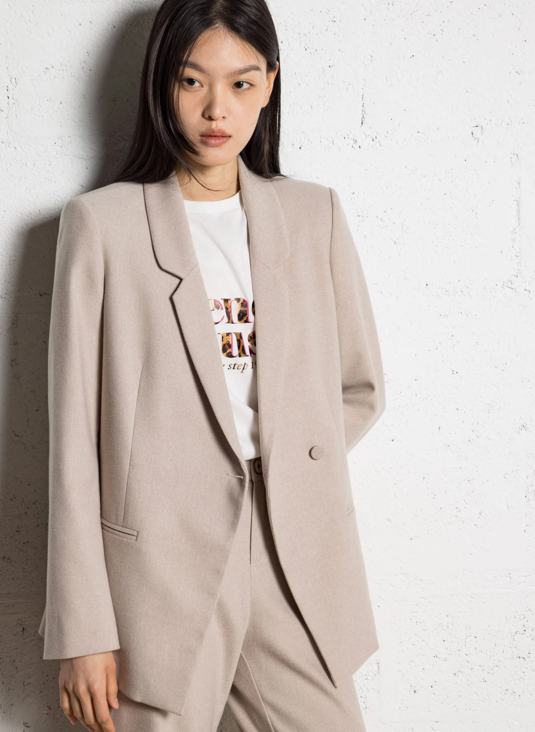 Veste tailleur à fermeture asymétrique Marron