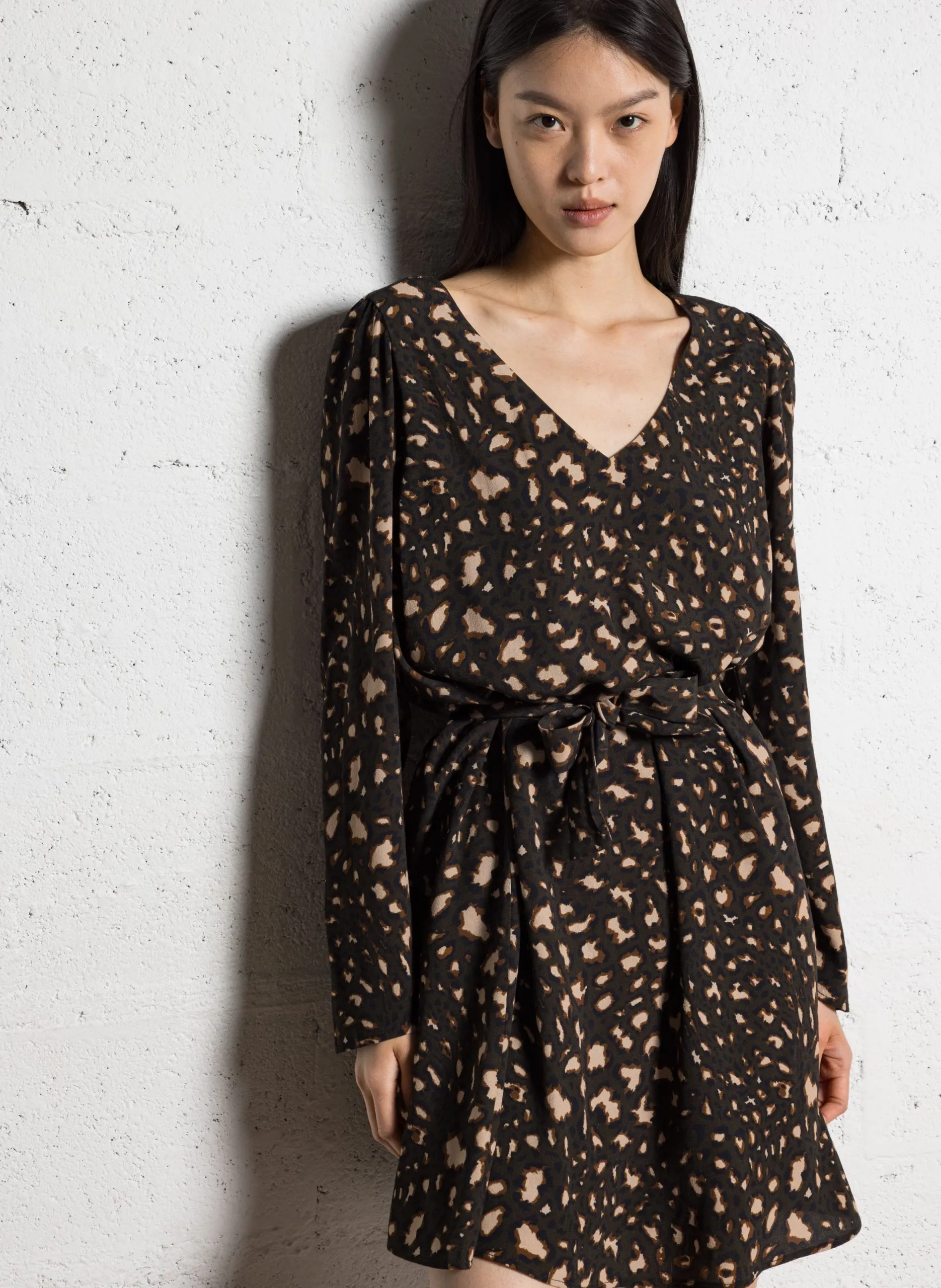 Robe évasée col V Vert