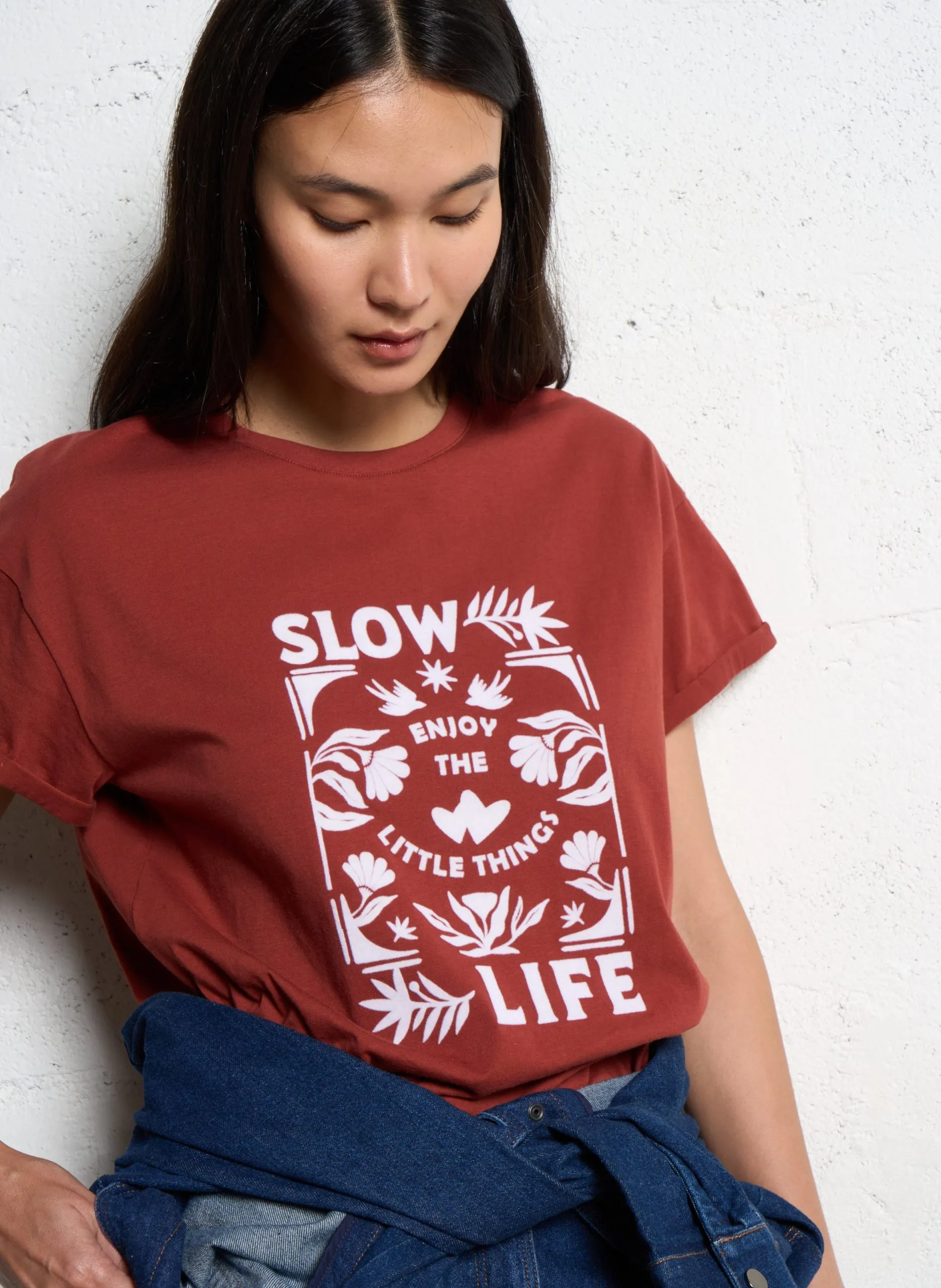 Tee-shirt droit en coton Rouge