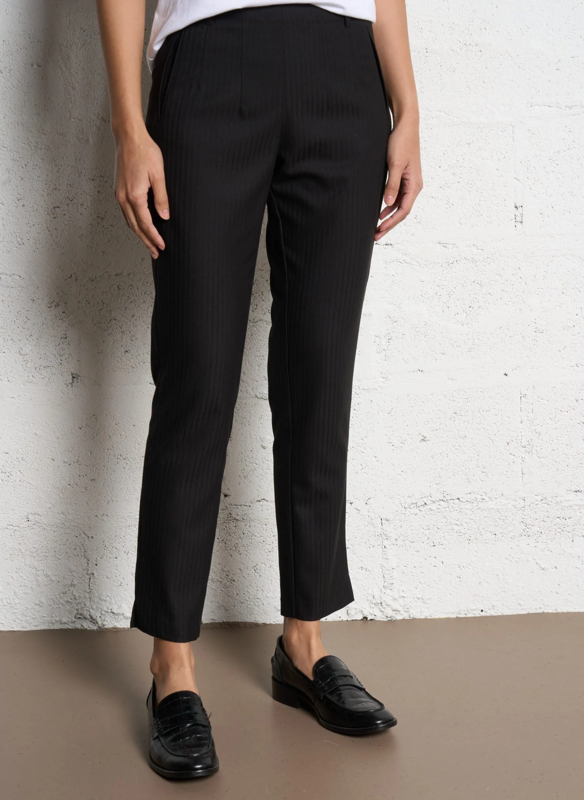 Pantalon droite rayé Noir PETUNIA