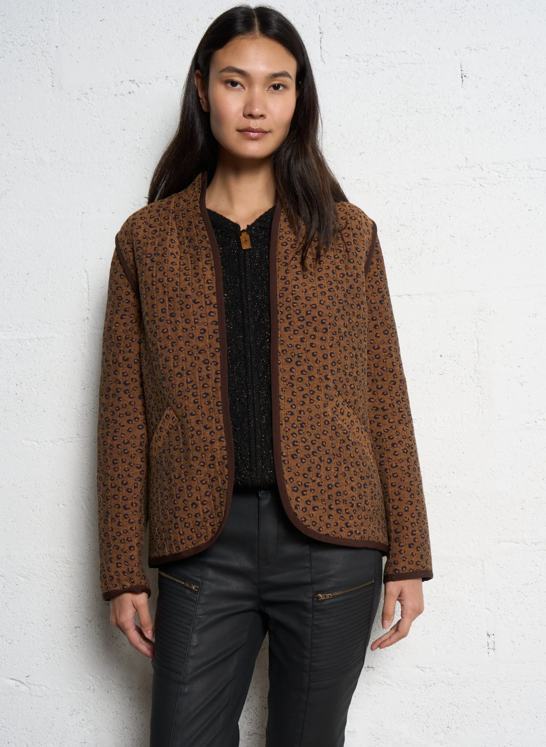 Blouson droit en coton mélangé imprimé Marron DUDLEY