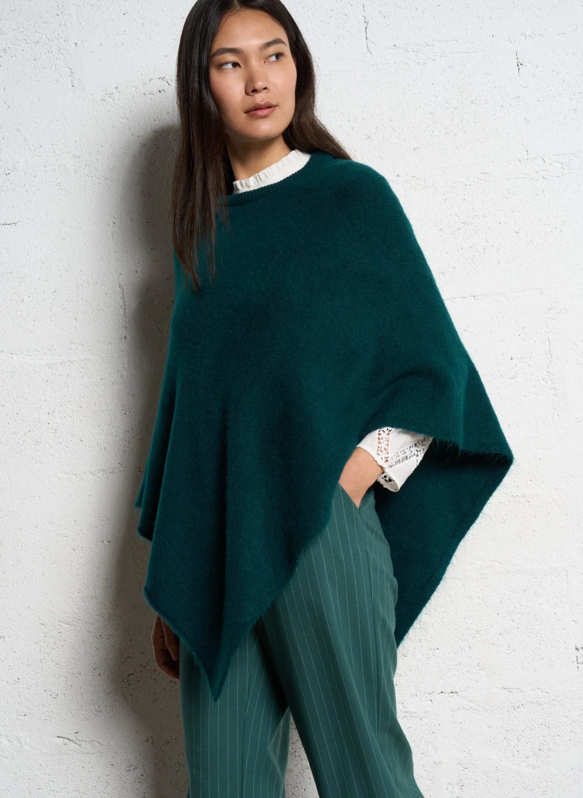 Poncho ample uni sans manches Vert ALAMO