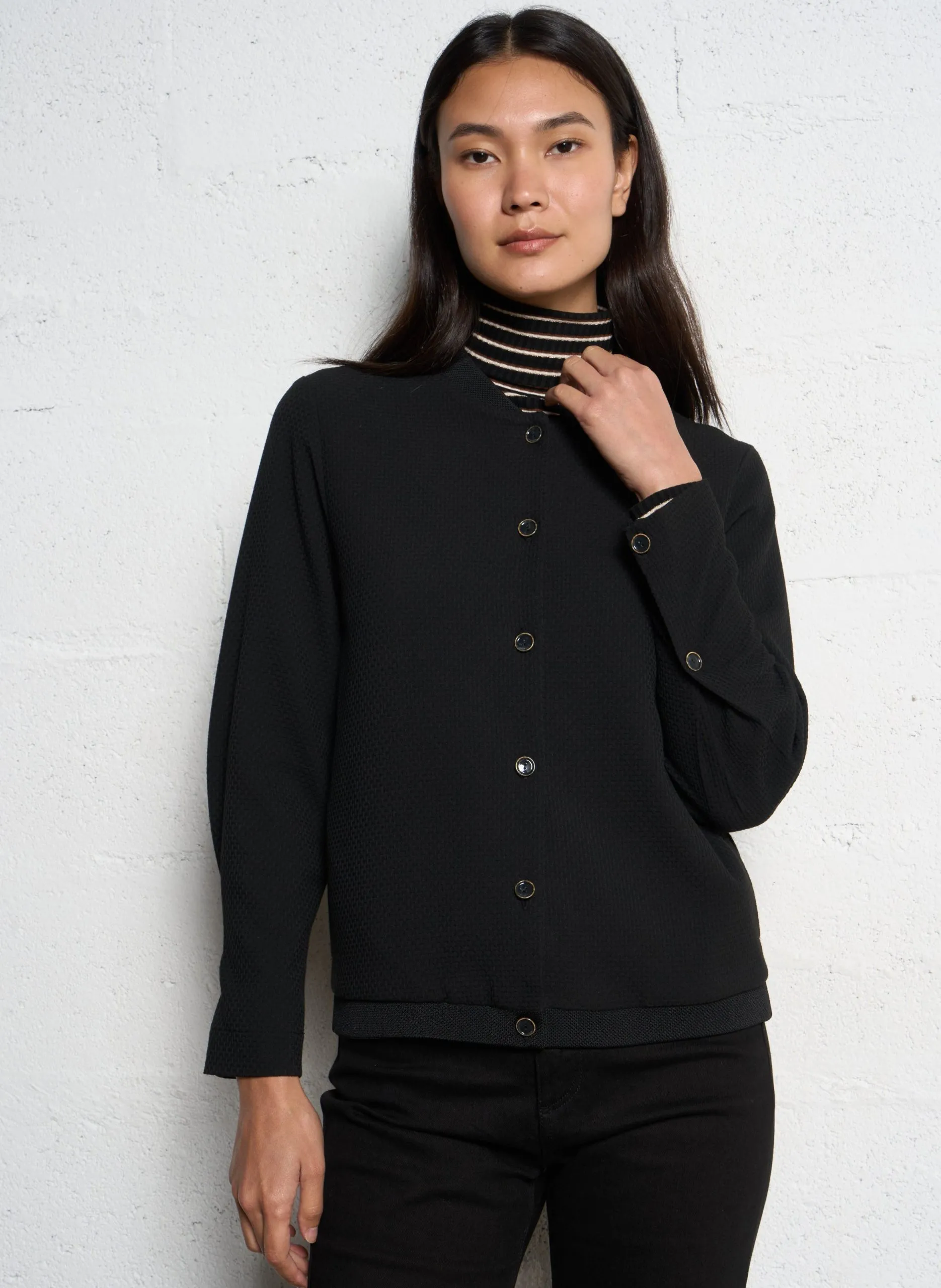 Gilet droit en laine Noir