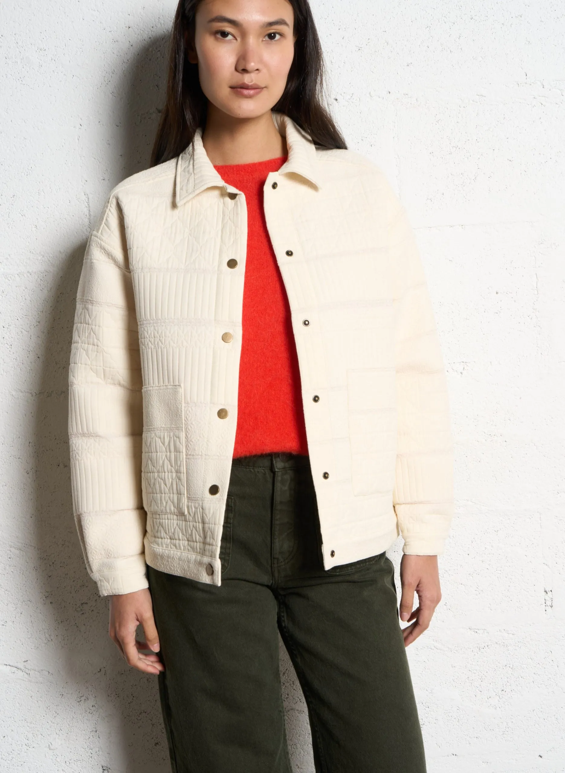 Blouson oversize en coton mélangé Blanc DAPHNE