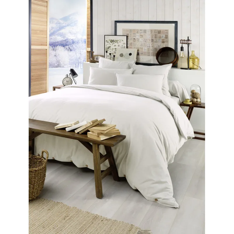Housse de couette "candice" toutes dimensions flanelle de coton Blanc