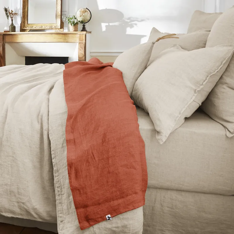 Drap plat "soline" toutes dimensions lin lavé Orange